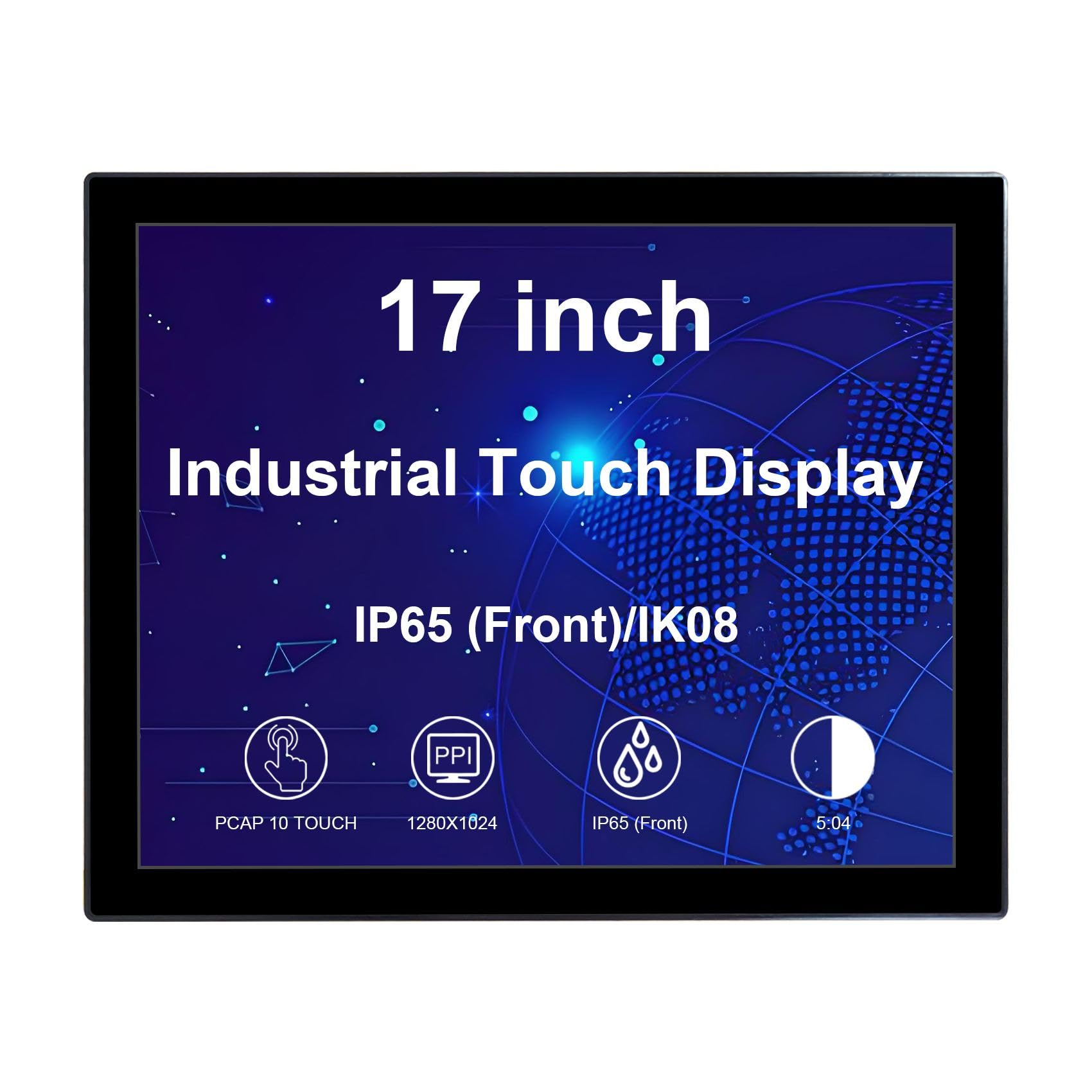 VSDISPLAY 17'' 1280x1024 Industrial Touch Monitor IP65 Front Waterproof
