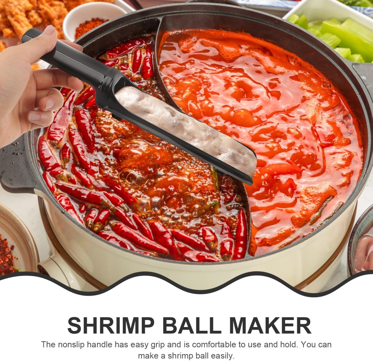 1set Meatball Maker Tool Ergonomic Shrimp Ball Scraper for Efficient Meatball Making for Home and Restaurant Use Kitchen Gadget Black Shrimp Ball Makers