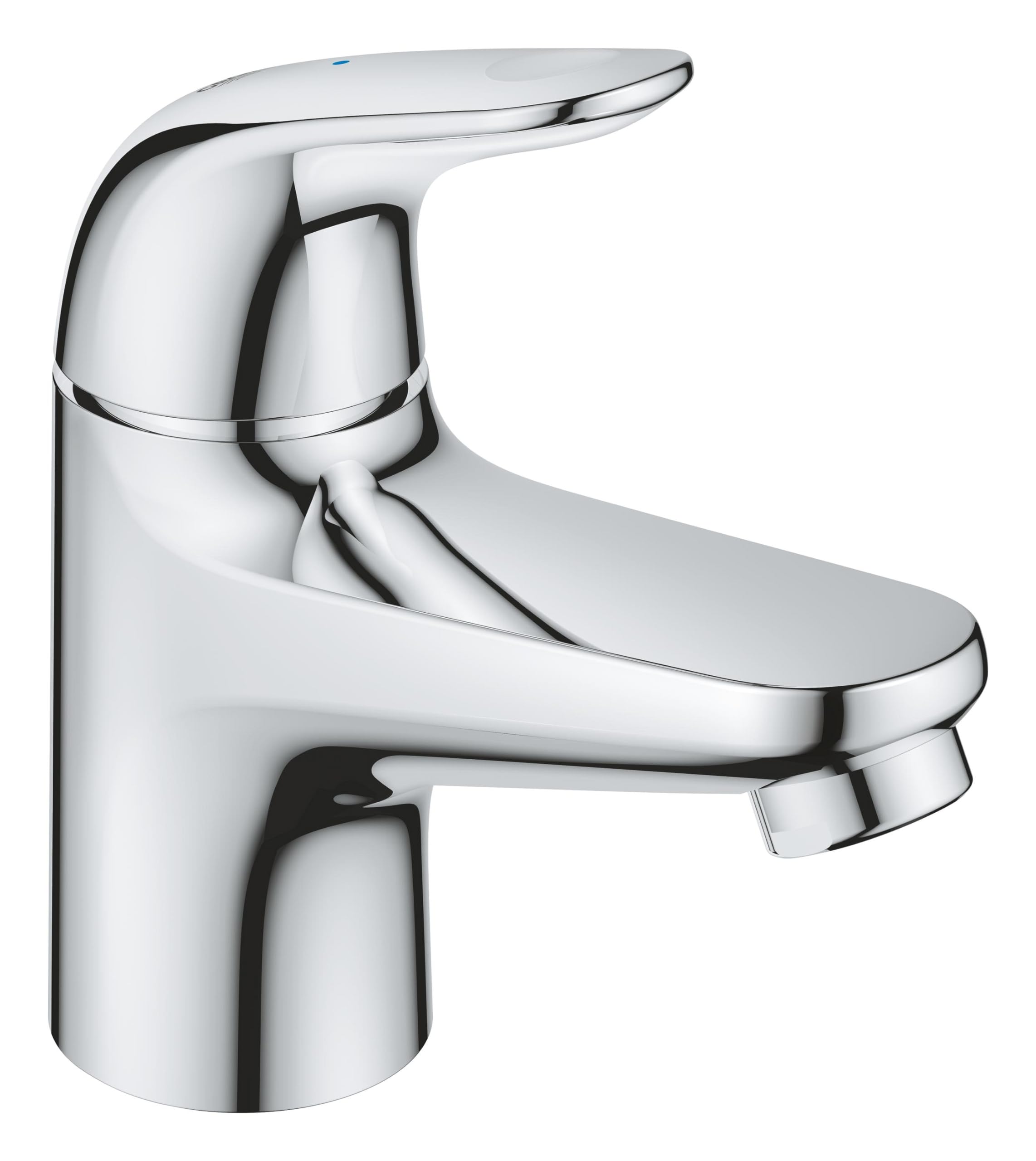 GROHE Swift - Rubinetto per lavabo (taglia XS, monoblocco, dischi in ceramica, risparmio idrico, solo acqua calda o fredda, adatto per piccoli lavabi in bagno), diametro 128 mm, cromato, 20617001