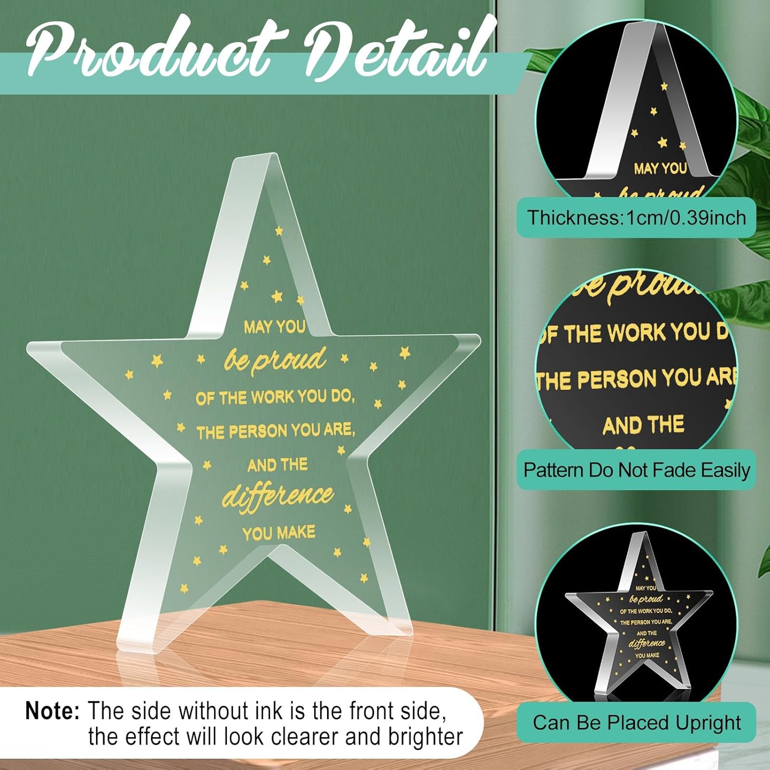 Huquary 50 Pcs Employee Appreciation Awards for Coworker Acrylic Thank You Gifts Trophy Be Proud of The Work You Do Prizes for Colleague Retirement Farewell Motivational Gift (Pentagram)