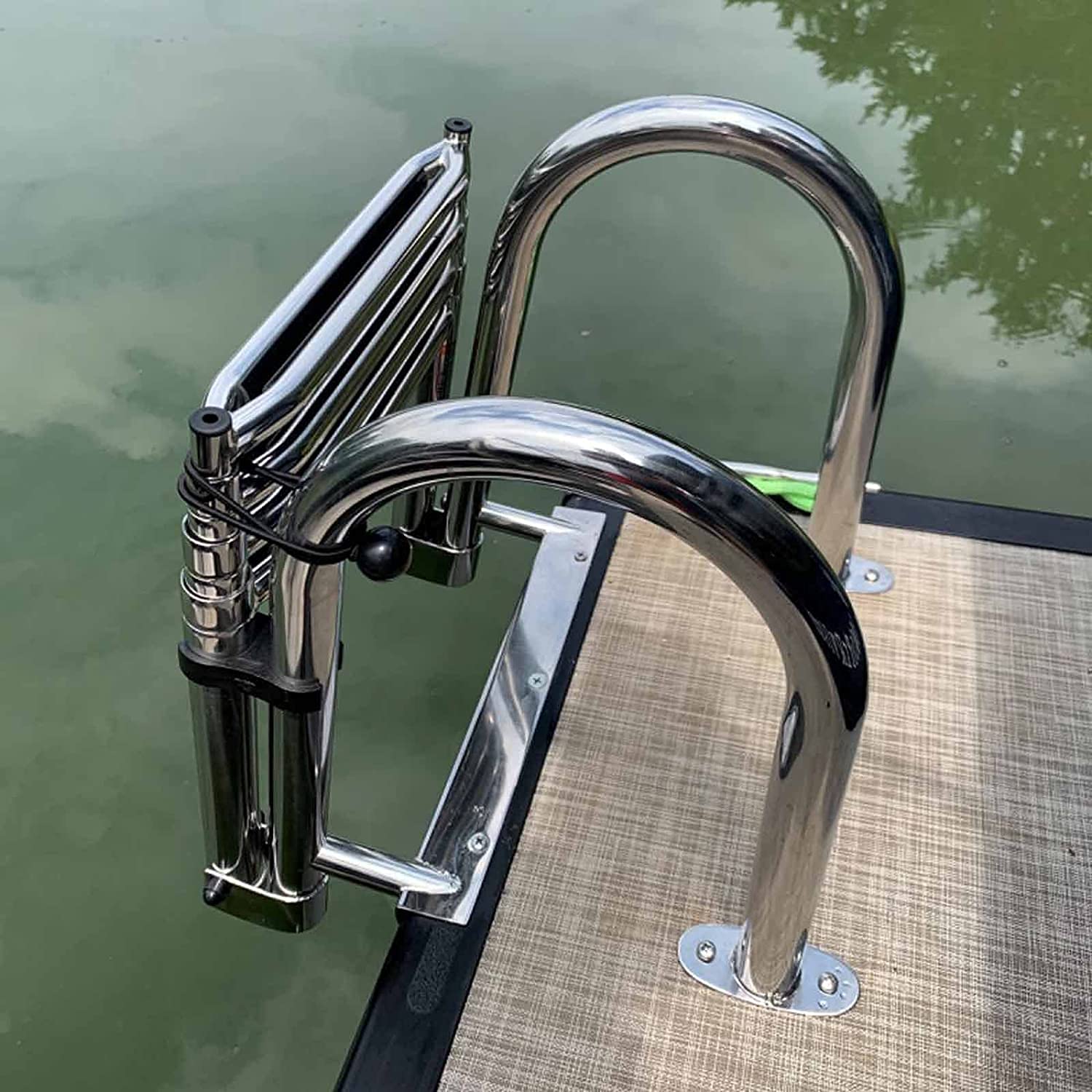 Scaletta da Bagno Telescopica, Barca in Acciaio Inossidabile Ponte per Yacht Pieghevole con Gradini Antiscivolo Corrimano E Ampia Scala Pedalò Yacht/Barca/Molo della Piscina