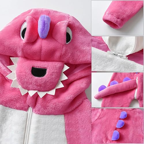 Miniatura 9 de LOLANTA Disfraz de dinosaurio para niños pequeños, unisex, de franela con capucha, mameluco de disfraz