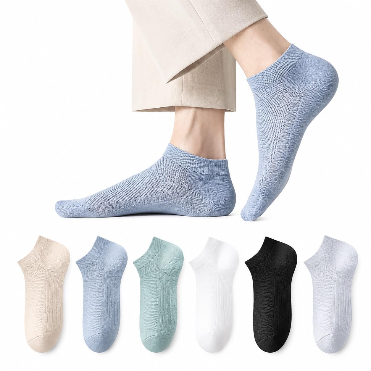 darviloza Ankle Length Socks for Men & Women, 6 Pair Multicolour Combo Pack Cotton Rich Low Cut Socks - Breathable Sweat Absorbent for Casual, Sports & Sneakers-picture-40