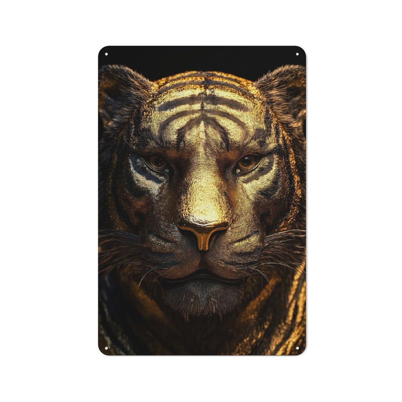 Junmoney Golden Tiger Shed Metal Sign With Design 30X20cm, Outdoor Room Utility Space Decor For Greenhouse, Garden Room, Cafe Or Entryway