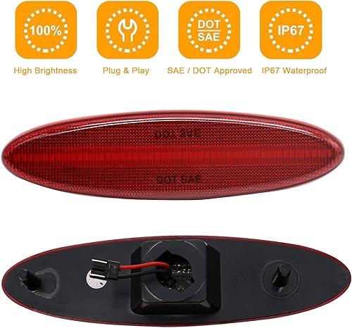 Miniatura 6 de Luz de marcador lateral LED completa compatible con Corvette C5 1997-2004, carcasa roja LED roja parachoques trasero guardabarros repuesto OE #