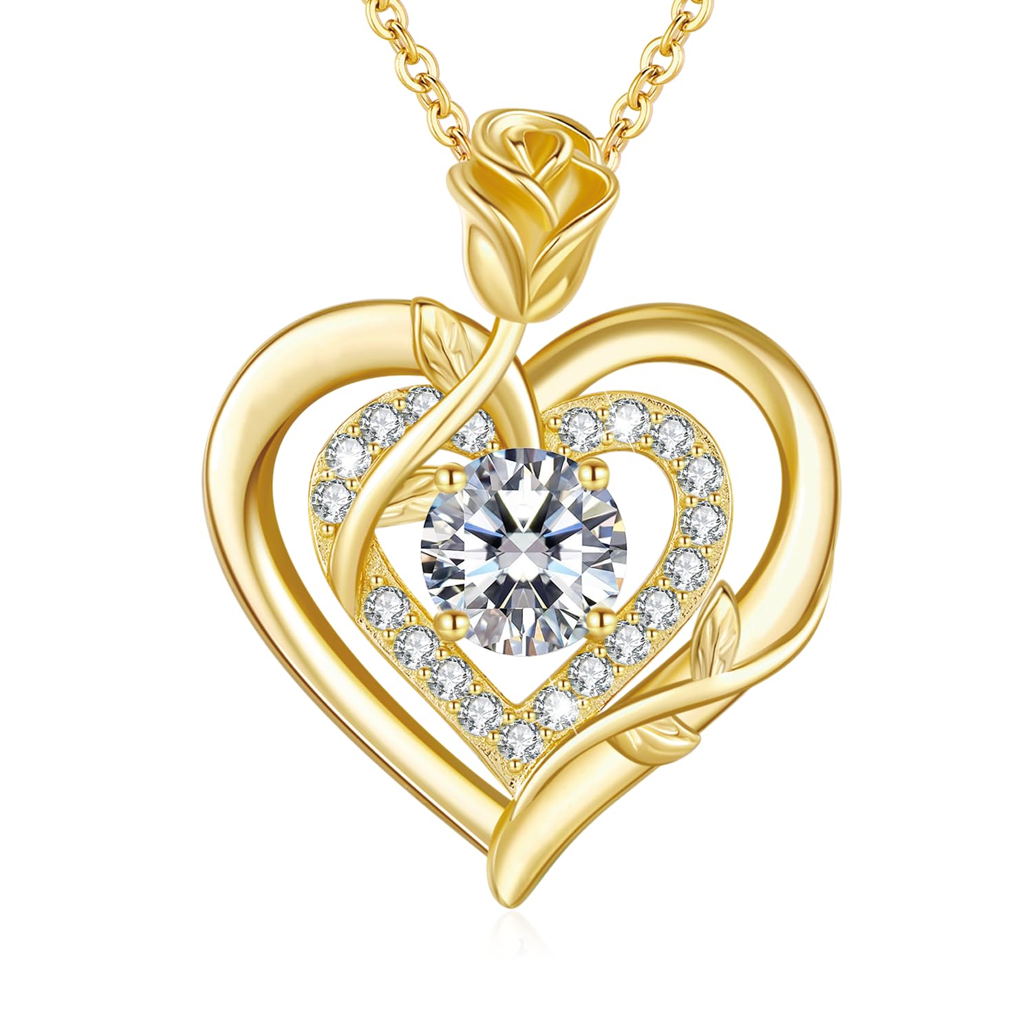 LAVUMO Moissanite Collier Femme Coeur Pendentif Bijoux Cadeau