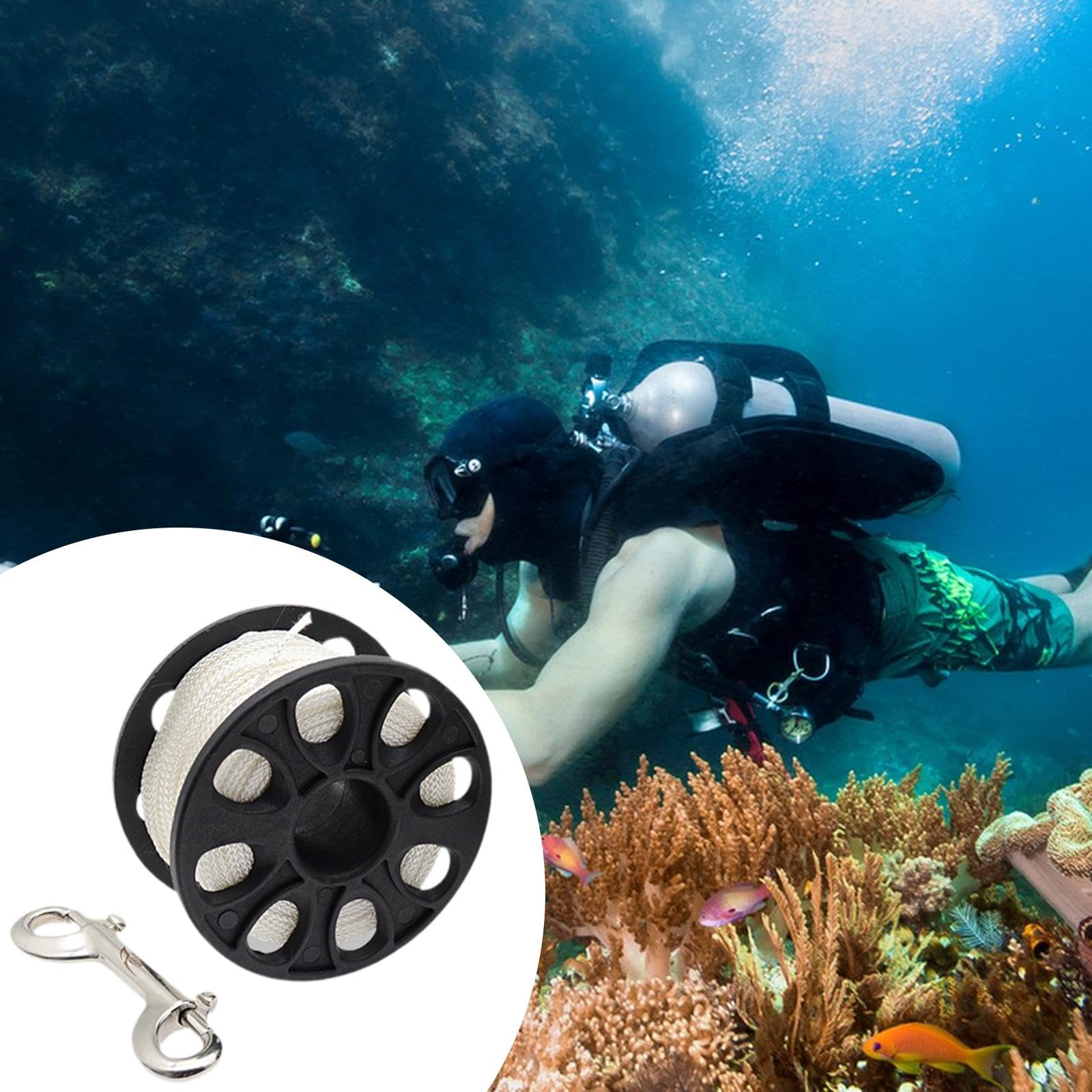 Scuba Diving Finger Spool mit Doppeltem Endhaken Und Glatter Nylonleine Ergonomische Tauchrolle für Einfaches Handling unter Wasser für Höhlentauchen