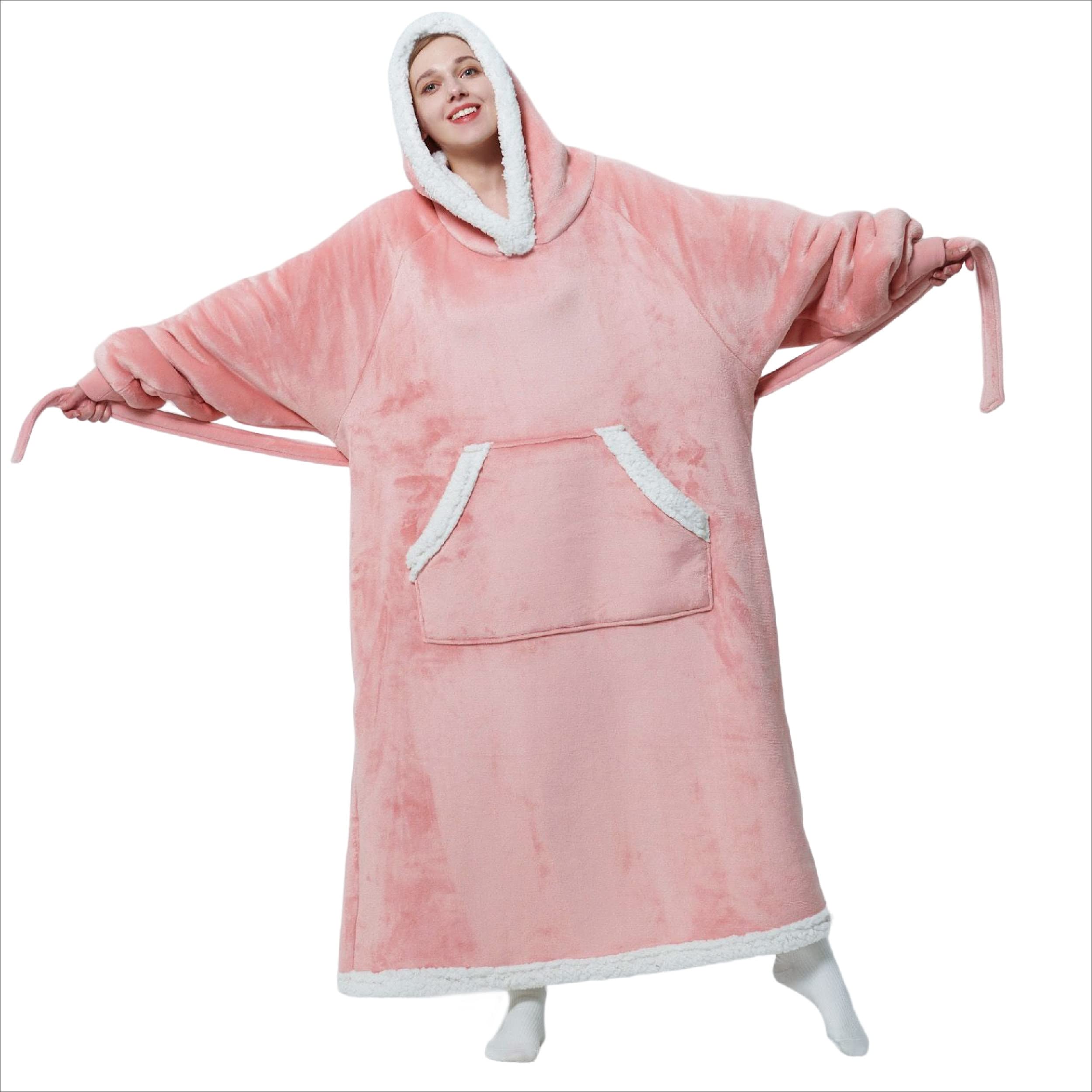 Bedsure Wearable Blanket Hoodie Oversized Extra Long Sweater Blanket with  Soft Sherpa Fleece Deep Front Pockets Snuggie Blanket for Adult Women and  Men 52 x 31 inches Pink,Standard : Amazon.ca: Home
