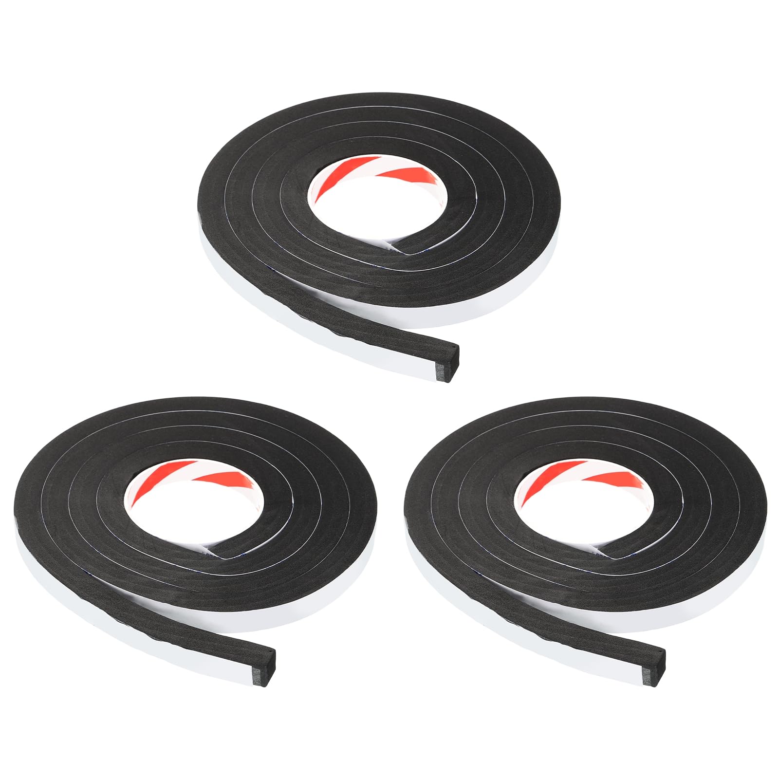 PATIKIL Foam Insulation Tape 15mm(W) x 15mm(T) x 2m(L), 3 Pcs Single-Sided Self Adhesive Weather Stripping Door Seal Strip for Door Window Air Conditioning, White