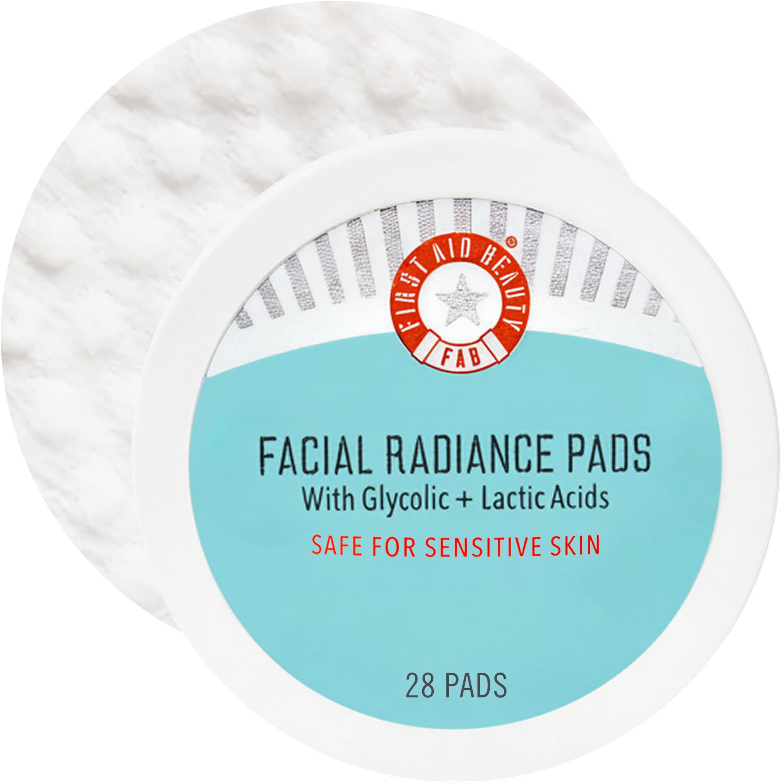 First Aid Beauty - Facial Radiance Pads with Gycloic & Lactic Acids – Daily Exfoliating Pads with AHA that Help Tone & Brighten Skin – Makeup Routine Prep - Compostable for Daily Use – 28 Count
