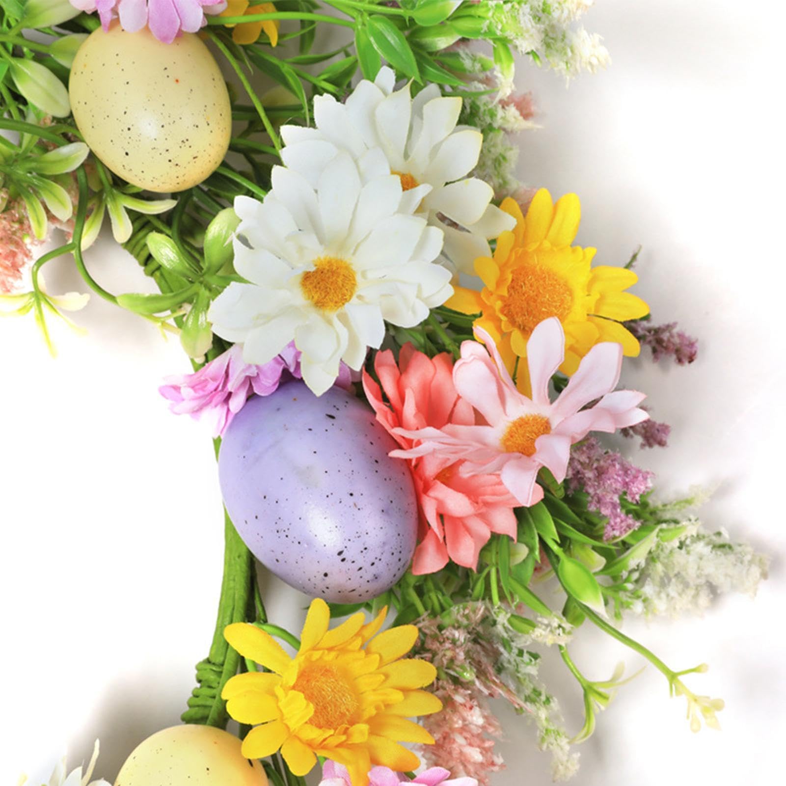 Ghirlanda Pasquale Artificiale J'FLORU 50 Cm Con Uova E Bacche Colorate - Per Porta D'Ingresso, Finestre E Pareti - Decorazione Fai Da Te