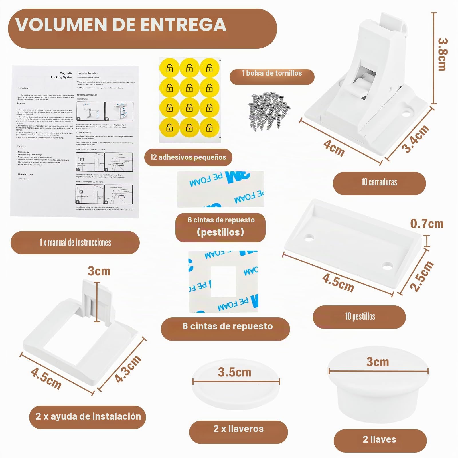 Cierre Seguridad Cajones Bebe, 10 Cerraduras + 2 llaves Bloqueo de Seguridad para Bebés, Cerradura para Armario Invisible, Cerraduras Magnéticas de Seguridad para Niños, Cierre Cajones Bebe