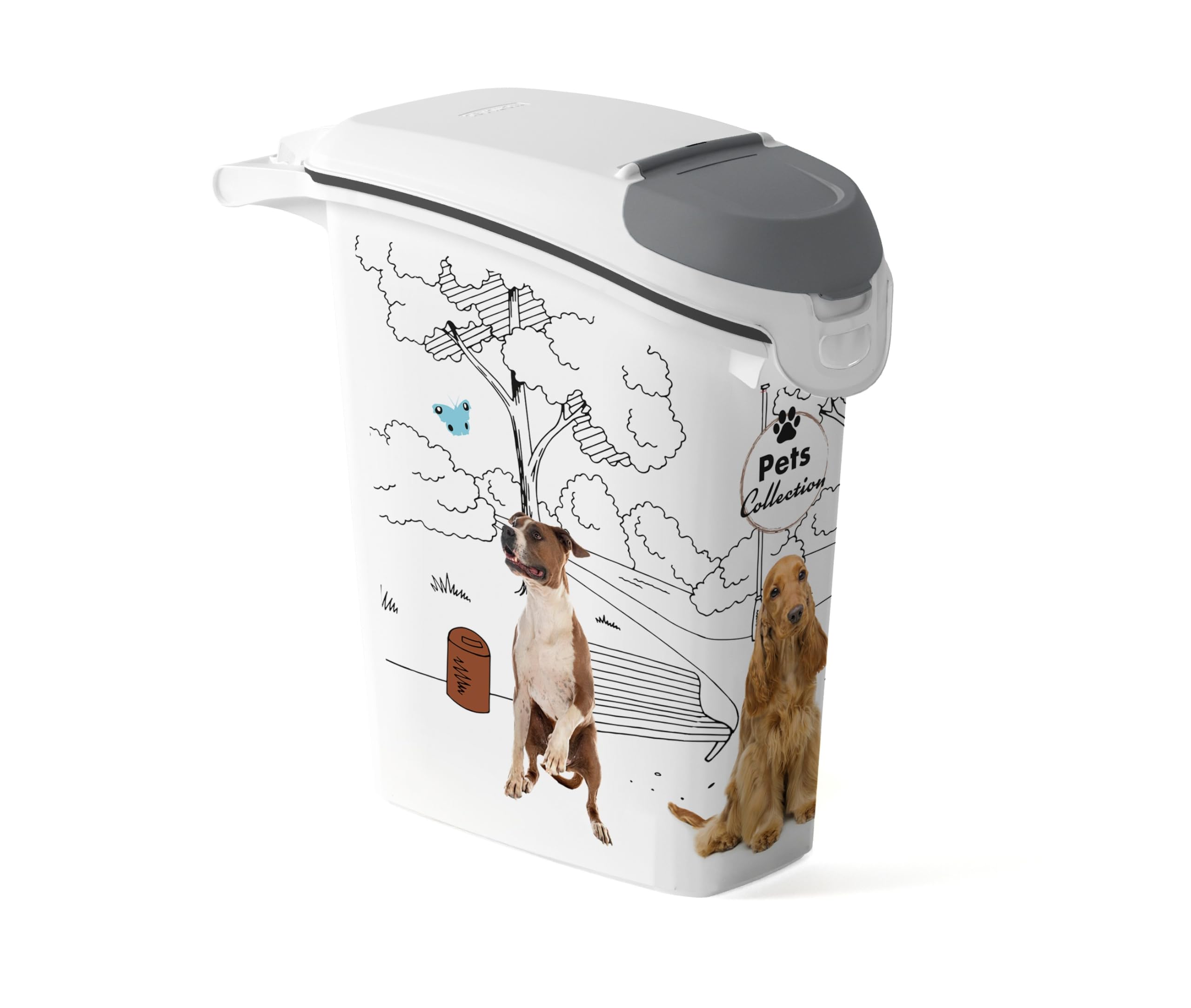 Keter Curver Contenitore Porta Crocchette per Cani, Chiusura Ermetica, Dotato di Ruote, 10 Kg/23 L, 23x50x50H cm