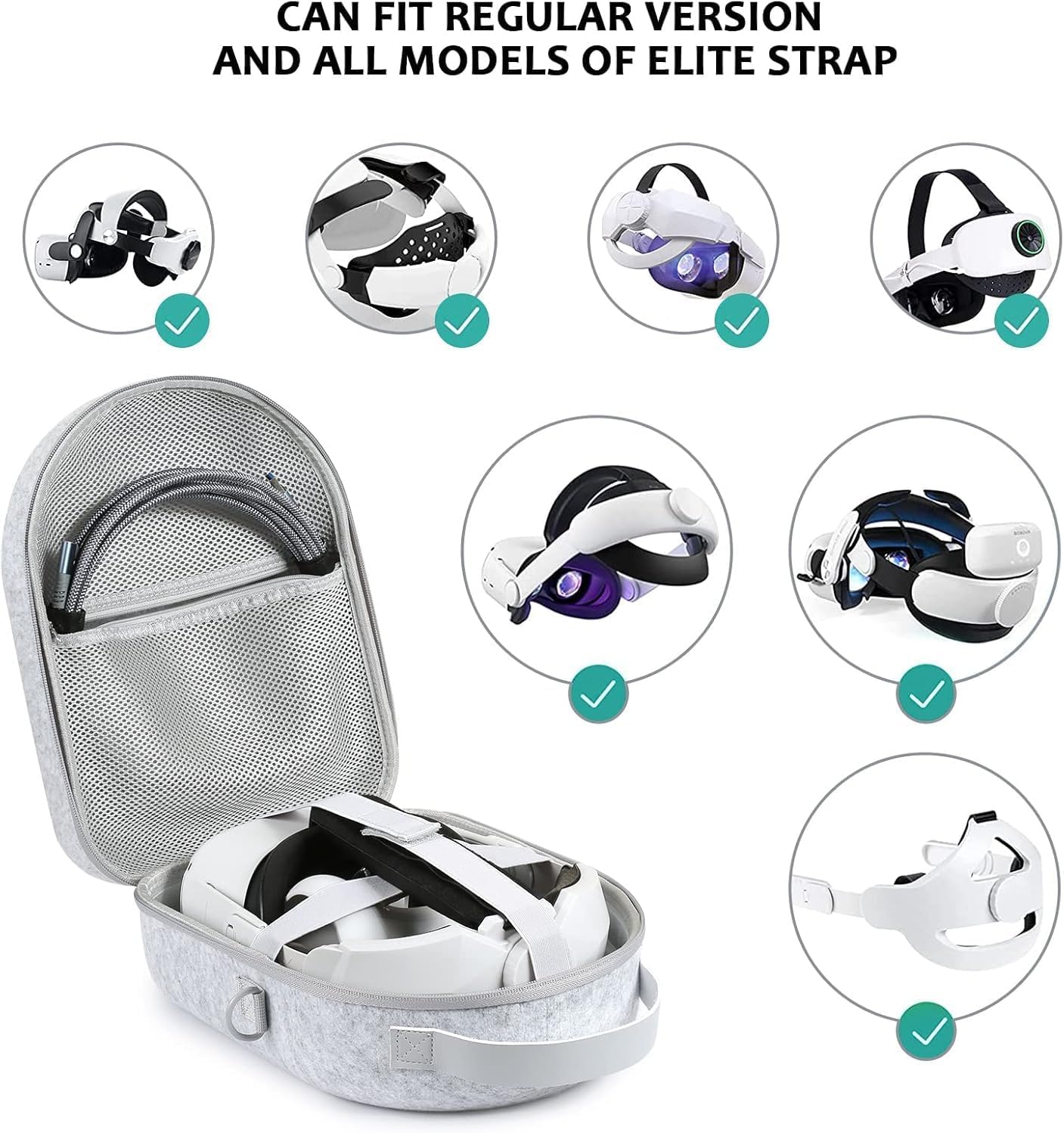 Grande custodia da trasporto compatibile con cuffie da gioco Meta Quest 3S/Quest 3 ufficiali Original/Elite Strap VR, custodia portatile da viaggio Vision Pro per controller touch accessori