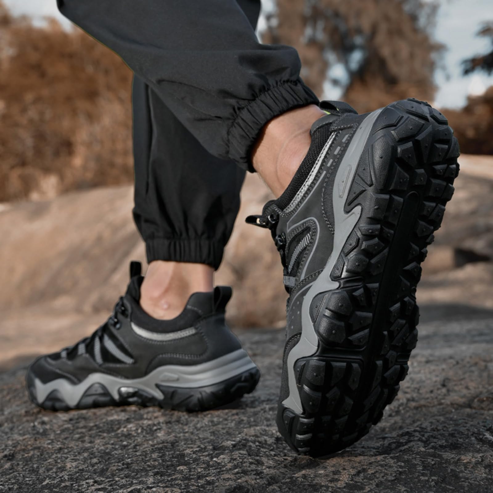 Scarpe Trekking Uomo Pelle Scarpe Basse per Passeggiate All'aperto