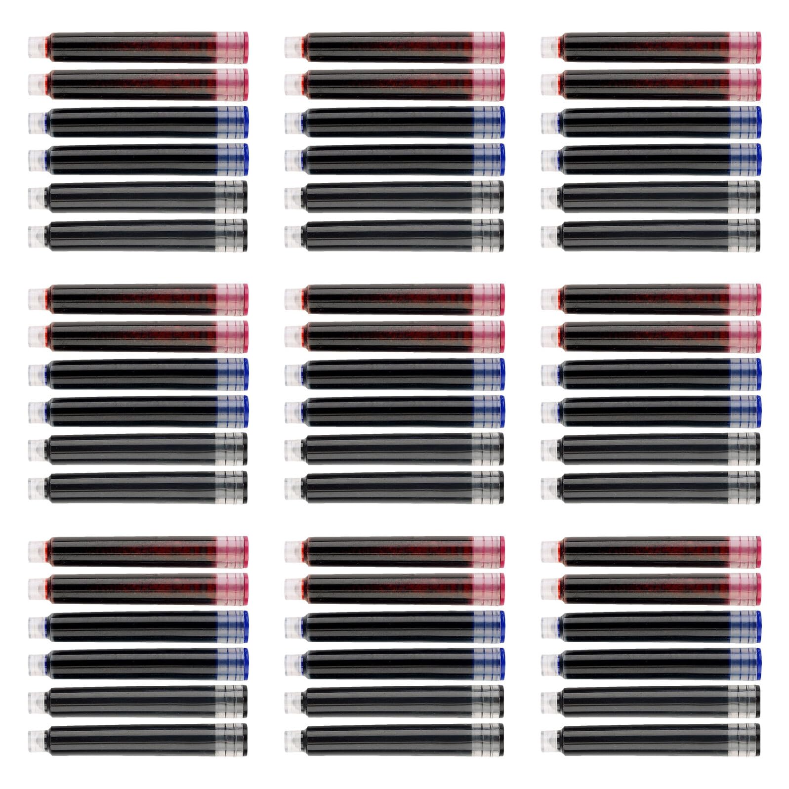 450 Pièces Cartouches D'encre pour Stylo Plume 3,4 Mm Universelles en Plastique Encre Bleue, Noire et Rouge pour Réunions et Calligraphie, Capacité Suffisante