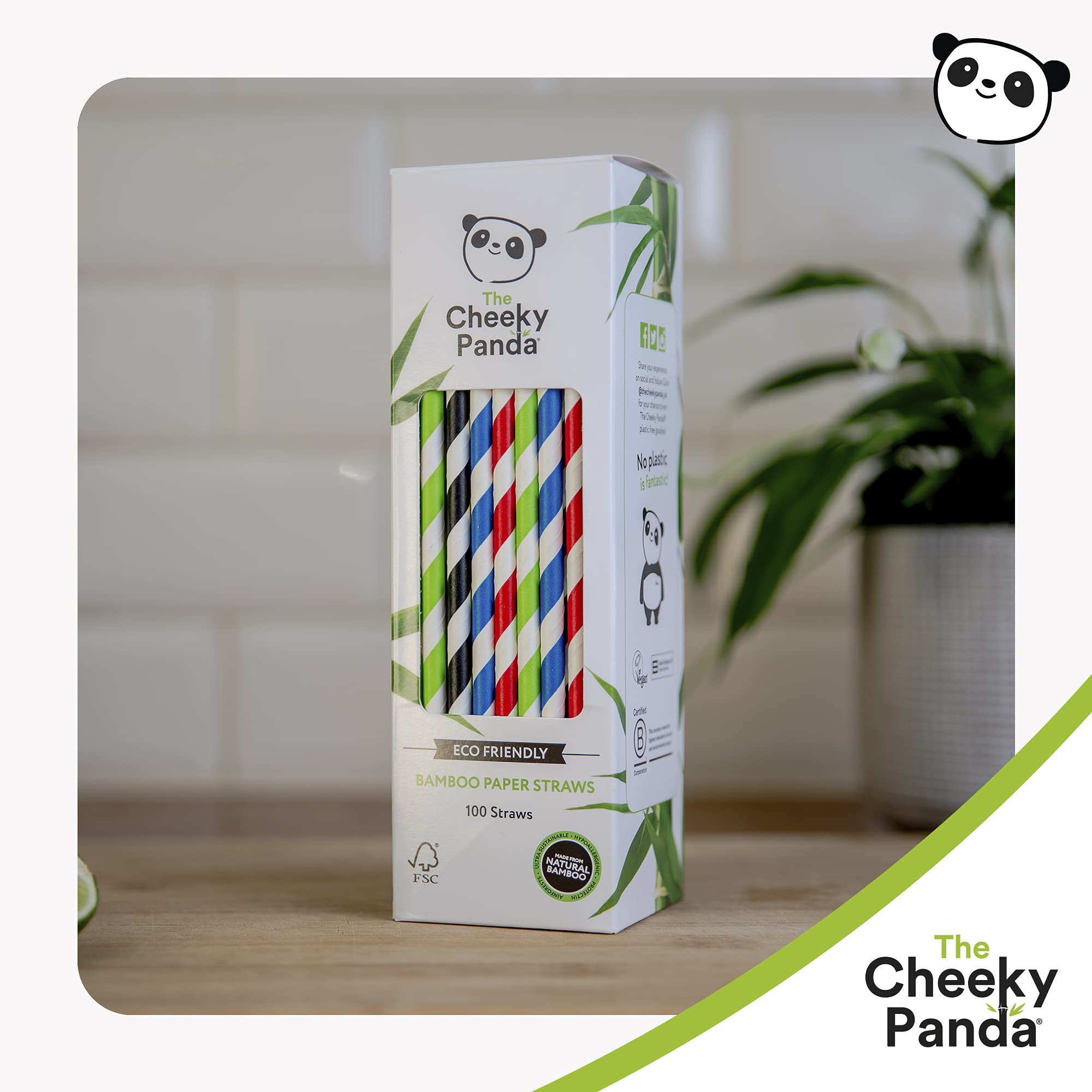 The Cheeky Panda – Pajitas de papel de bambú | Caja multicolor a granel de 48 paquetes (4800 pajitas en total) | 100% biodegradable, sin plástico, ecológico, fuerte y sostenible
