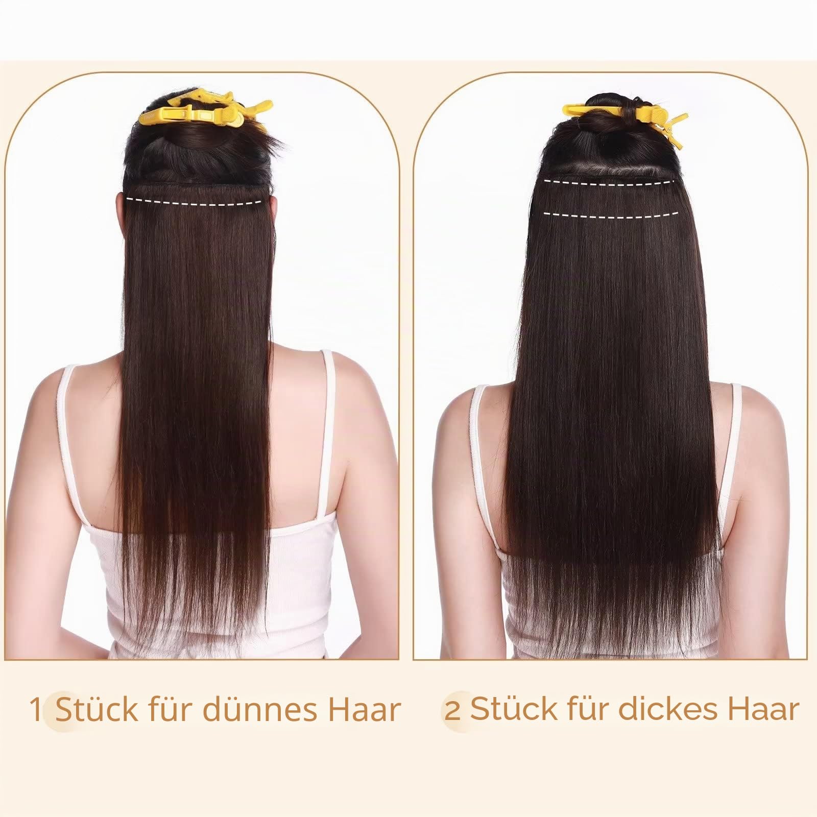TESS Clip in Extensions Echthaar Blond Balayage 50 cm, Ein Stück Clip in Echthaar Haarverlängerung 5 Clips Remy Haar Extensions 50 g #18P613 Goldblond/Blond Extensions Clip in Echthaar