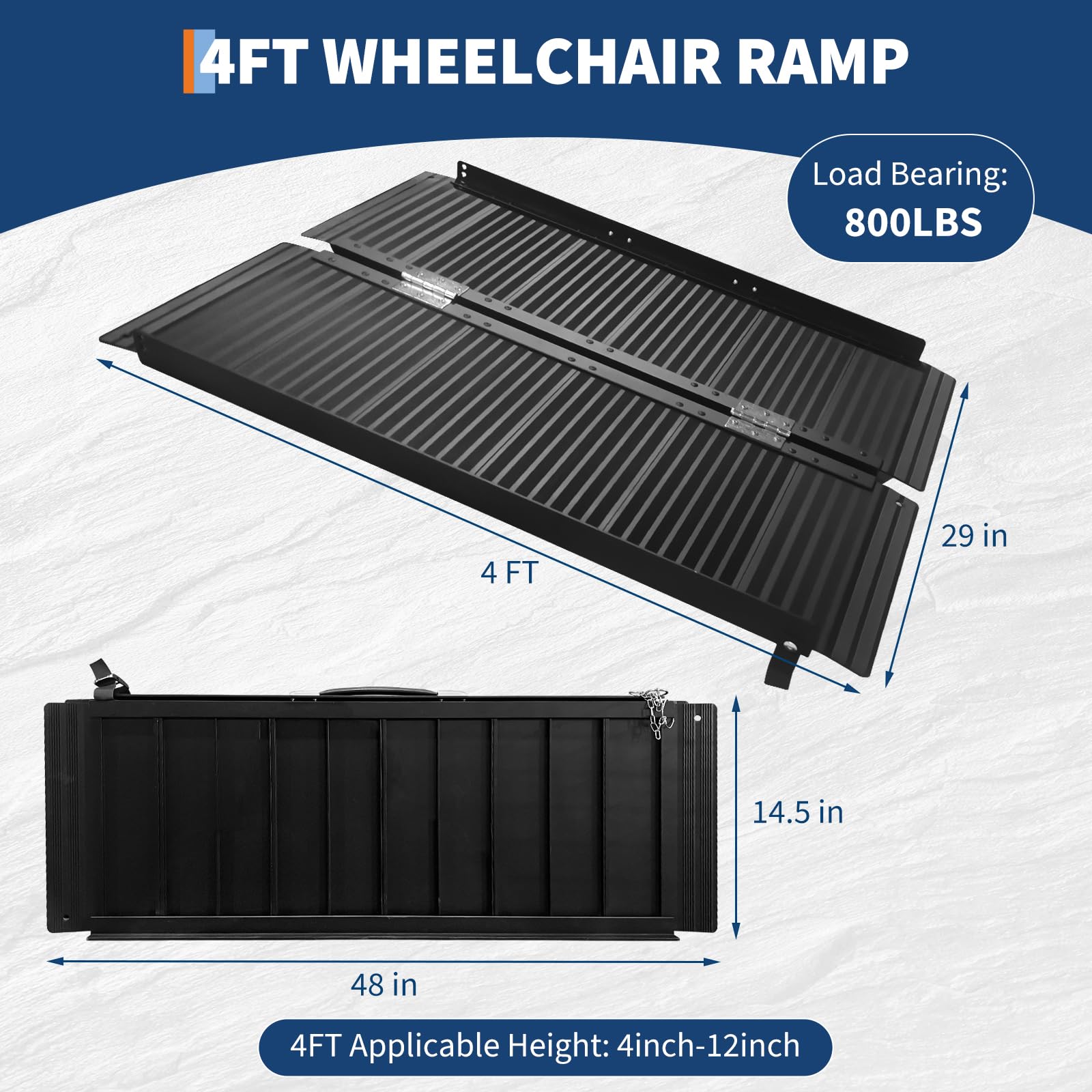 Garvee Rampe d'accès Pliable en Aluminium antidérapant pour Fauteuil Roulant – Portable avec poignée – Capacité 360 kg – Idéale pour seuils, marches et escaliers – Kit d'outils de Jardinage Manuel –