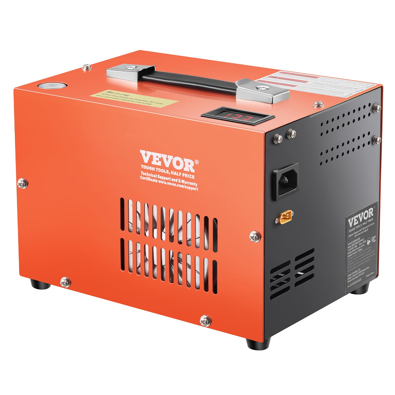 VEVOR PCP-Luftkompressor, 4500 PSI PCP-Luftgewehrkompressor mit eingebautem Konverter & Lüfterkühlsystem, DC12 V/AC230 V Kompressorpumpe mit manuellem Stopp für Luftgewehr, Paintball & Tauchflaschen