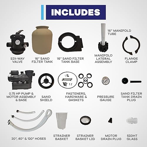 Miniatura 4 de GAME Sistema de filtración de arena 7011-E - Tanque de filtro de piscina sobre el suelo de 16 pulgadas con temporizador digital, capacidad de arena