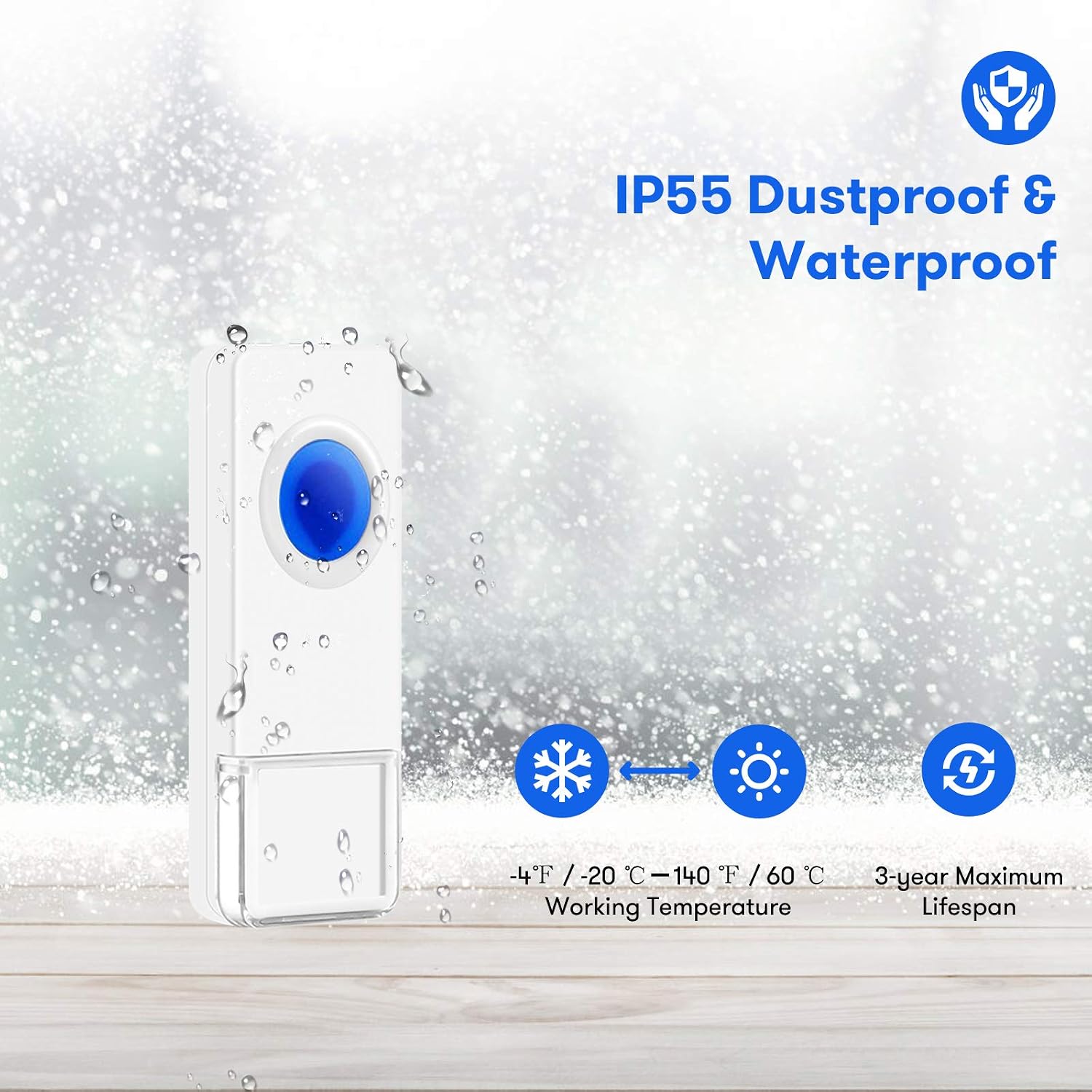 Coolqiya Wireless Doorbells Chimes for Home with 2 Remote Door Bell Buttons Waterproof and 1 Plug in Receiver, No Battery Required for Receiver 58 Ringtones