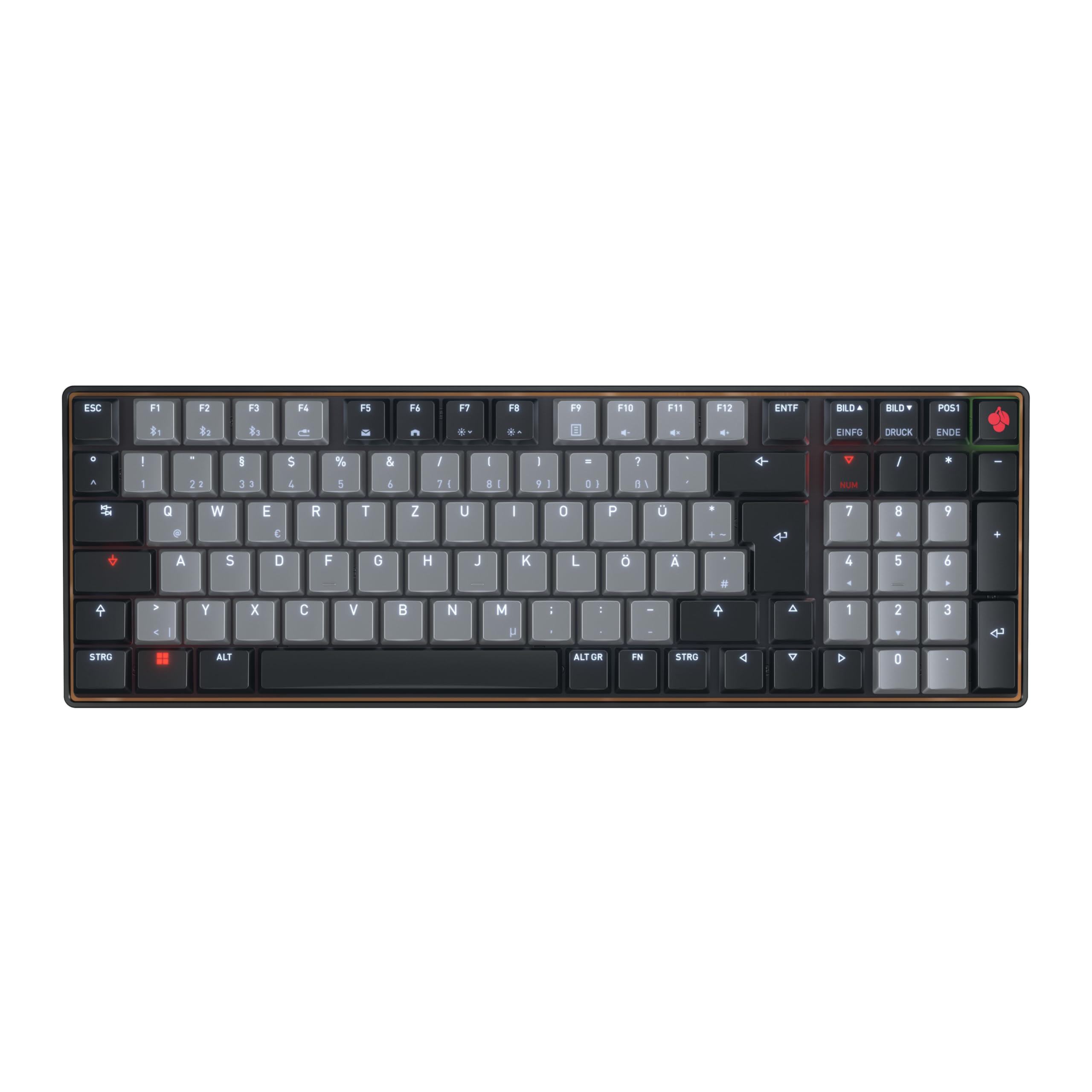 CHERRY KW 550 MX LP, Niskoprofilowa Klawiatura Mechaniczna W Formacie 96%, Układ Niemiecki (QWERTZ), Funkcja Multi-Device, Przełączniki MX LP 2.0 IVORY, Czarny