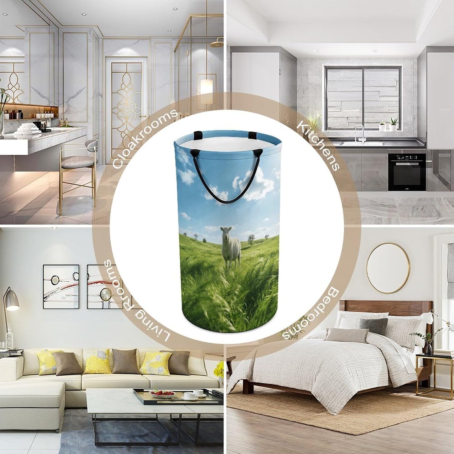 Green Prairie Stroll Laundry Hamper Portable Lightweight Clothes Hampers Fashion Dirty Laundry Storage Basket Large Capacity Foldable Clothes Baskets for Bathroom Bedroom