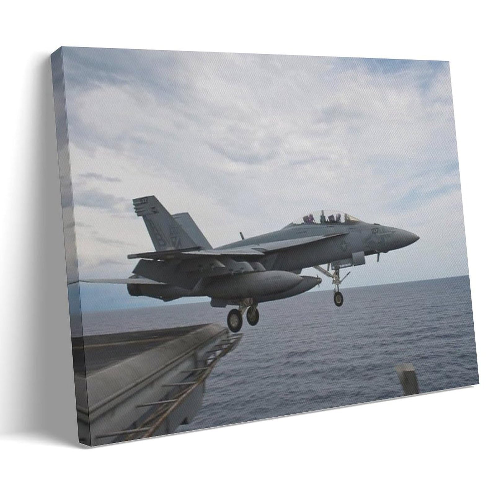 Jet Aircraft Military F-18 Super Hornet Navy Aircraft Carrier Boys Birthday Gift Art Poster Canvas Canvas Wall Art Prints for Wall Decor Room Decor Bedroom Decor Gifts 24x36inch(60x90cm) Frame-style