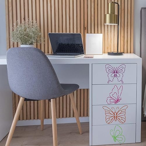 Miniatura 6 de FINGERINSPIRE Plantilla de pintura de líneas de mariposa de 11.8 x 11.8 pulgadas, diseño de mariposas decorativas con patrón floral, plantilla de