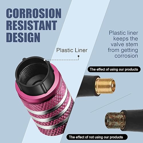 Vista 2 de Cubierta de tapón de válvula para neumático Paquete de 5 tapas de aire de metal, forro de plástico, resiste la corrosión, contra fugas, de rock and