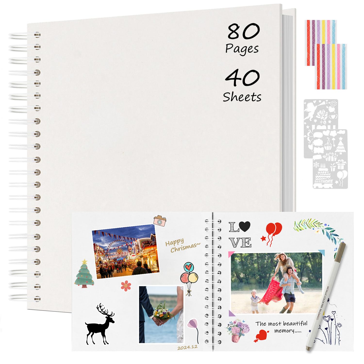 Album Photo Scrapbooking 30x30cm blanc avec livre d'or mariage et anniversaire