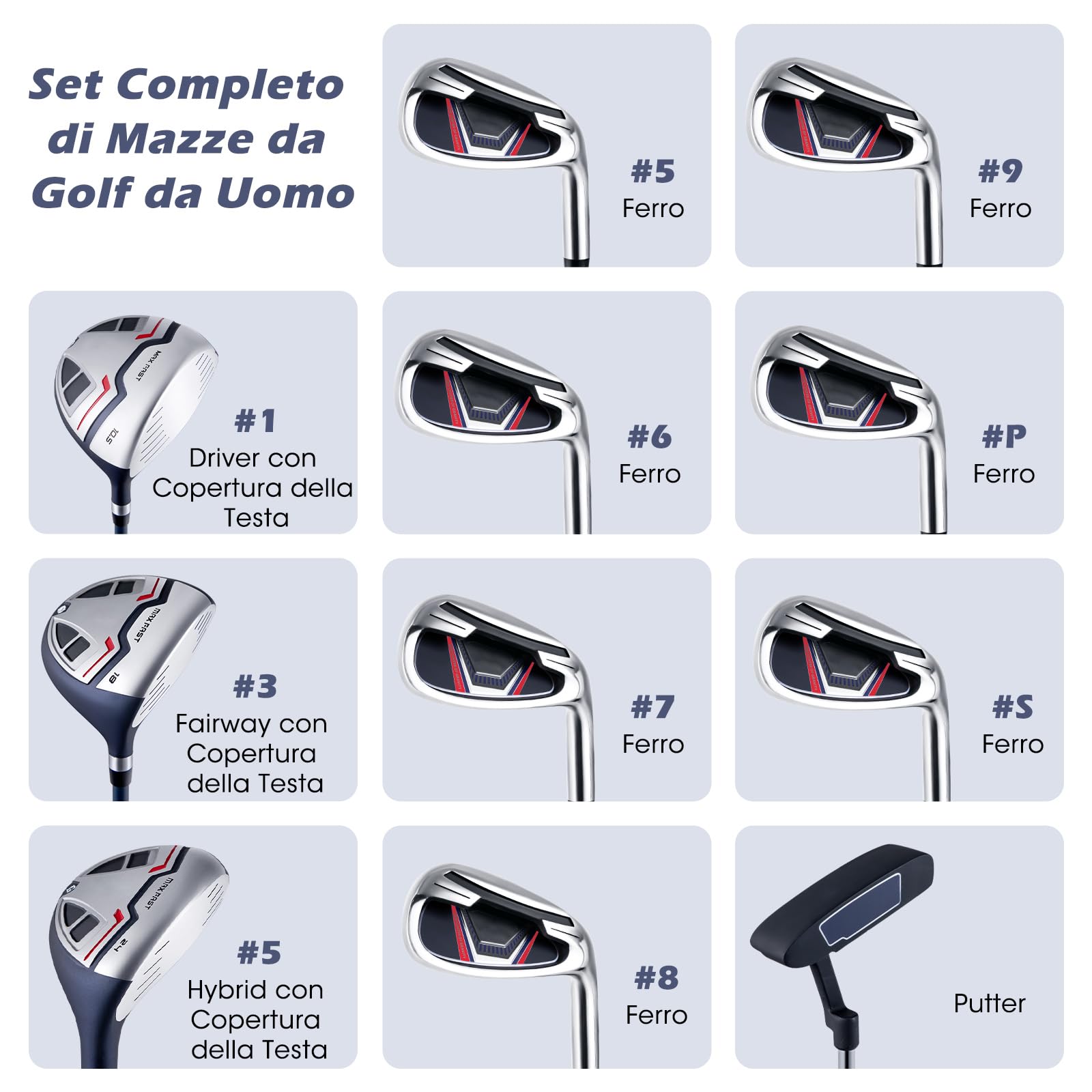 2 Pezzi Estensione Asta per Mazze da Golf in Acciaio al Carbonio Bianco, Asta di Spinta Robusta per Riparazione e Miglioramento Adattatori Asta Golf Ferro/Legno  18