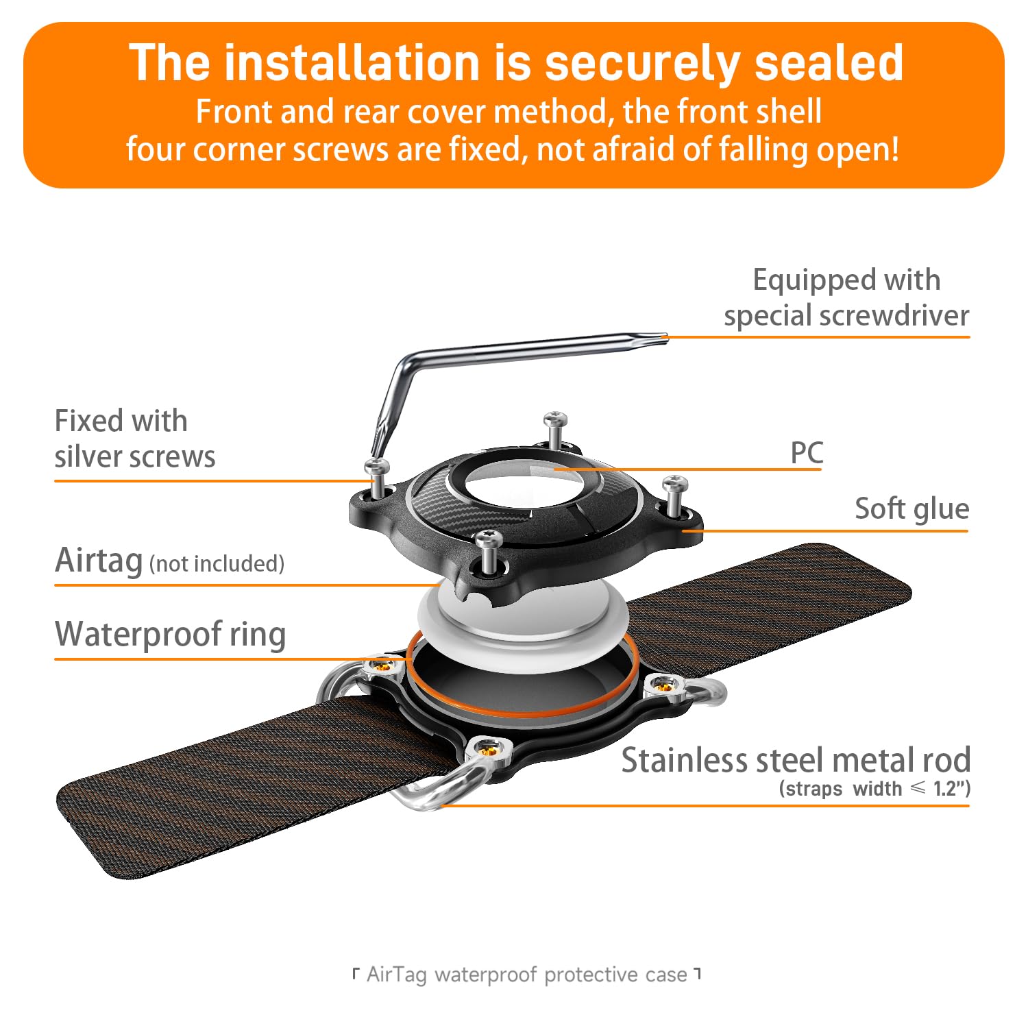 Air Tags-4 Pack | Dog Air tag Holder|Waterproof-Air tag Dog Collar Holder with Removable Metal Loop,Light Weight fit Width1.2in/ Thick0.18in Air tag Collar Holder