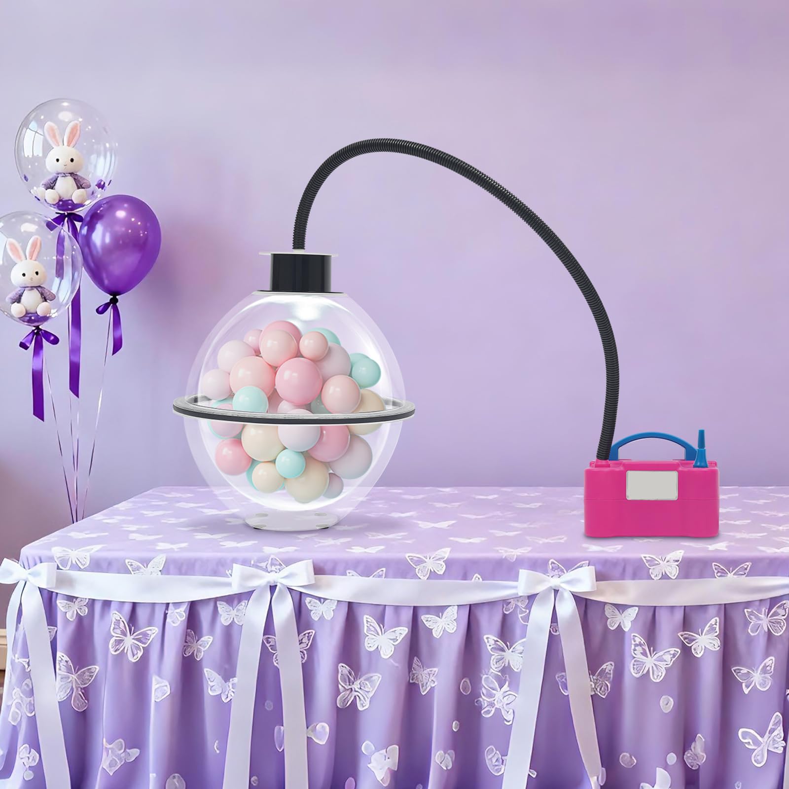 Maszyna do napełniania balonów, profesjonalny zestaw do napełniania 600 W z pompką powietrza do dekoracji ślubnych i urodzinowych, akrylowa konstrukcja dla łatwego użycia