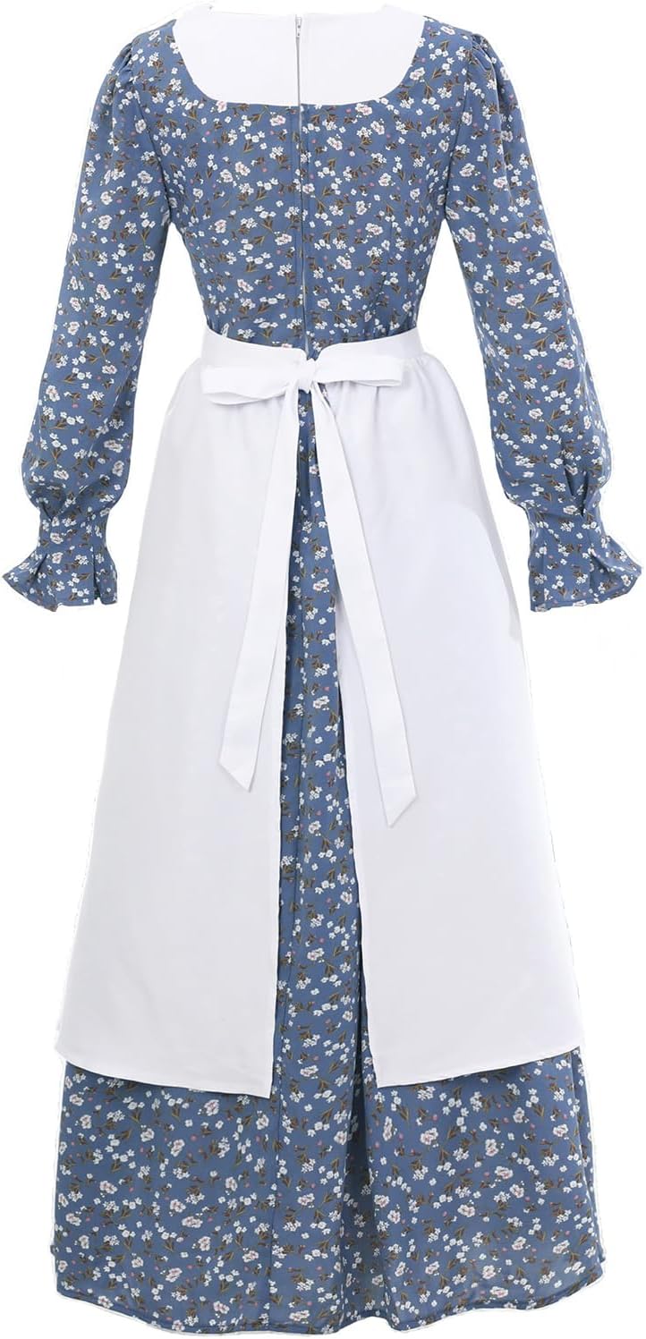 CR ROLECOS Pioneer Prairie Dress Women Colonial Pilgrim Costume 1800s Civil War Amish Historical Old Fashioned Floral Dresses