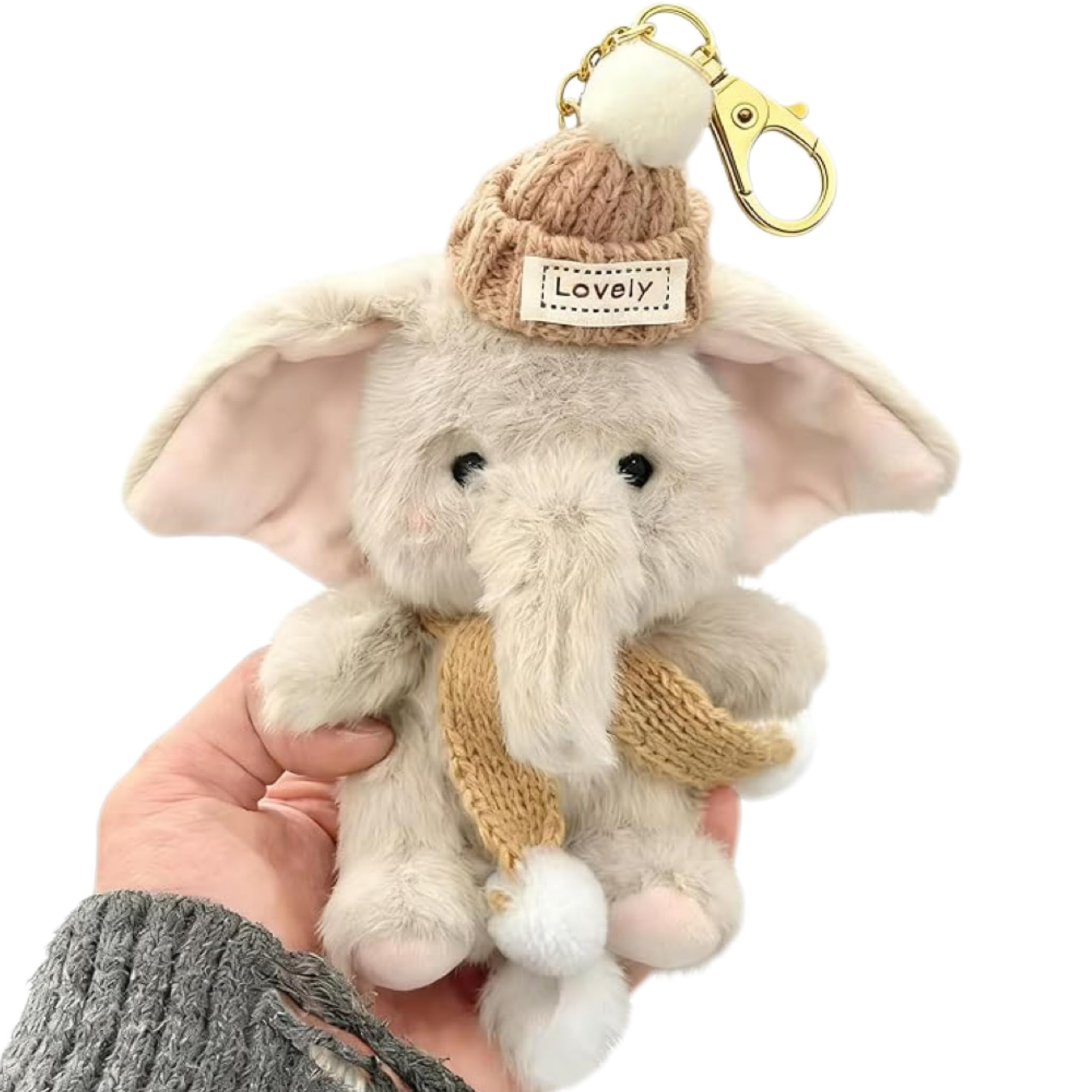 Tairulabs Plush Elephant Keychain - Soft & Durable Cute Elephant Keychain for Backpack, Gift for Friends & Family, Car Decor