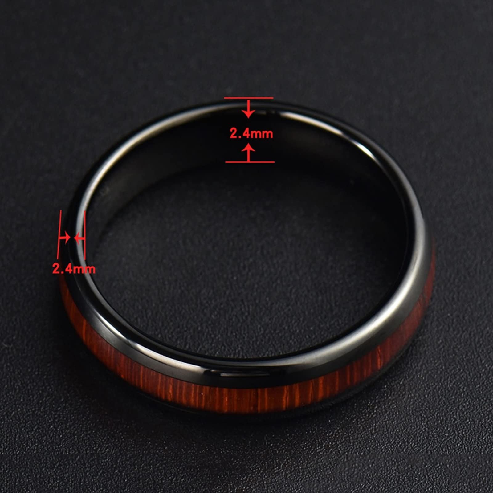 Anelli Uomo Tungsten Anelli Intarsiato con Venatura del Legno FEDI Nuziali Comfort Fit Anello Uomo Fedina Personalizzabile 8MM Anello Fidanzamento Nero Marrone Misura 12-31