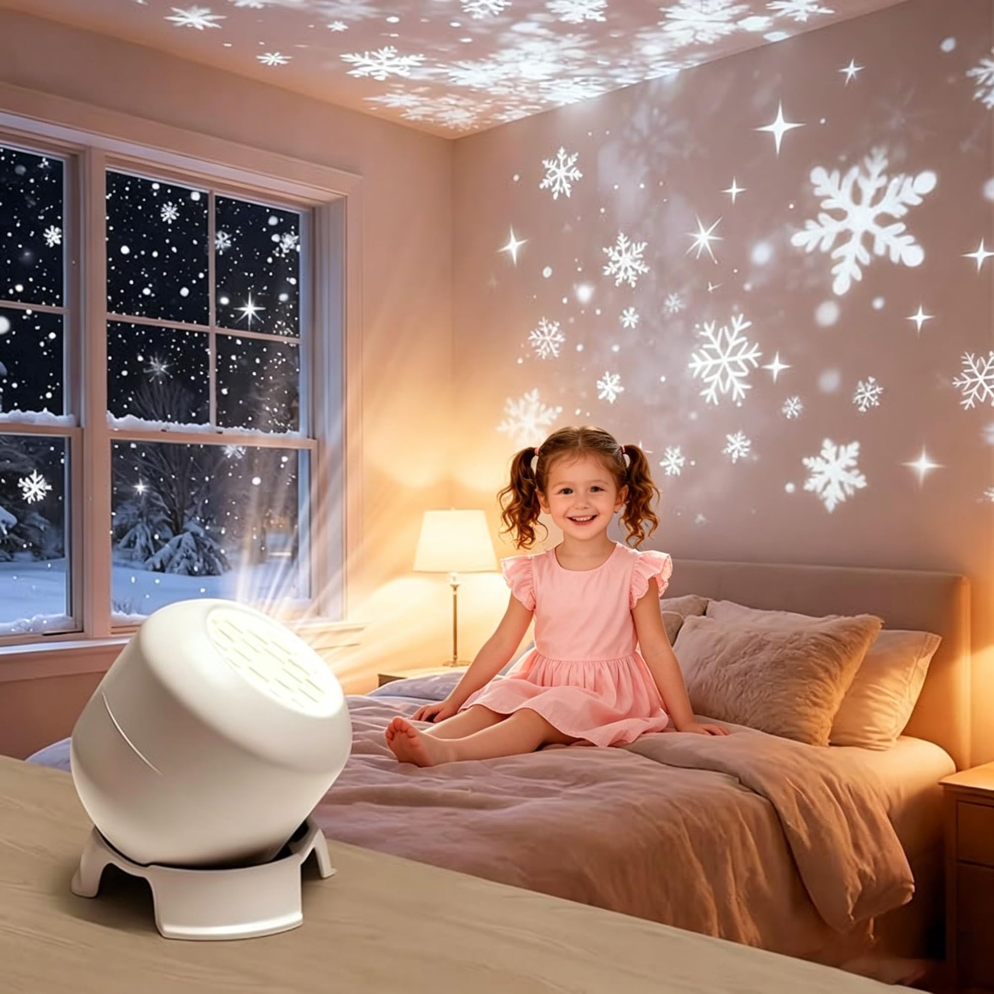 2026 Dynamic Rotating LED Headlight, LED Projector Underwater World, 360° Rotatable, Adjustable Brightness, Perfect for Relaxing, Meditating, Gifts for Boys / Girls (Snowflake)