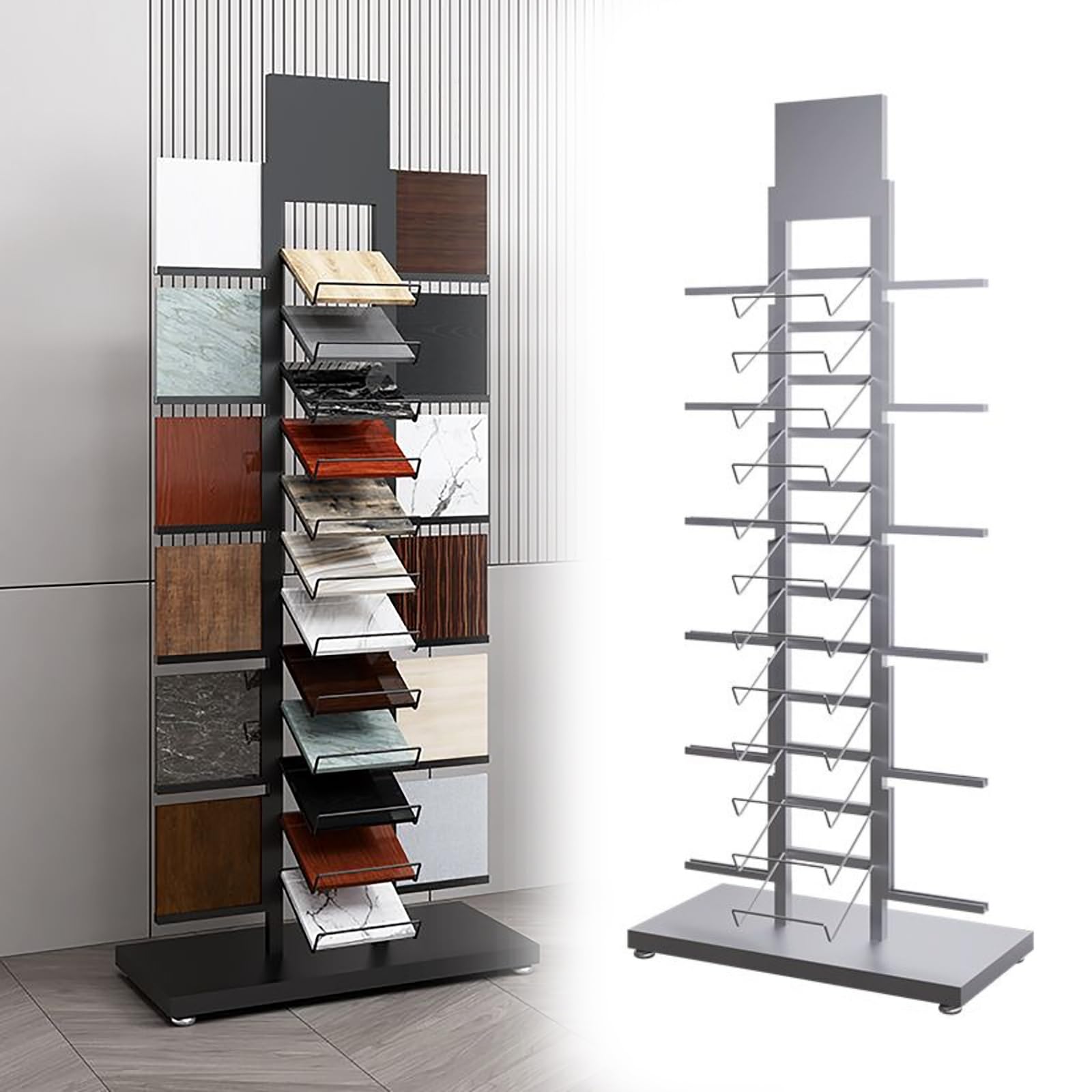 Présentoir de sol en métal pour échantillons de carrelage et showroom