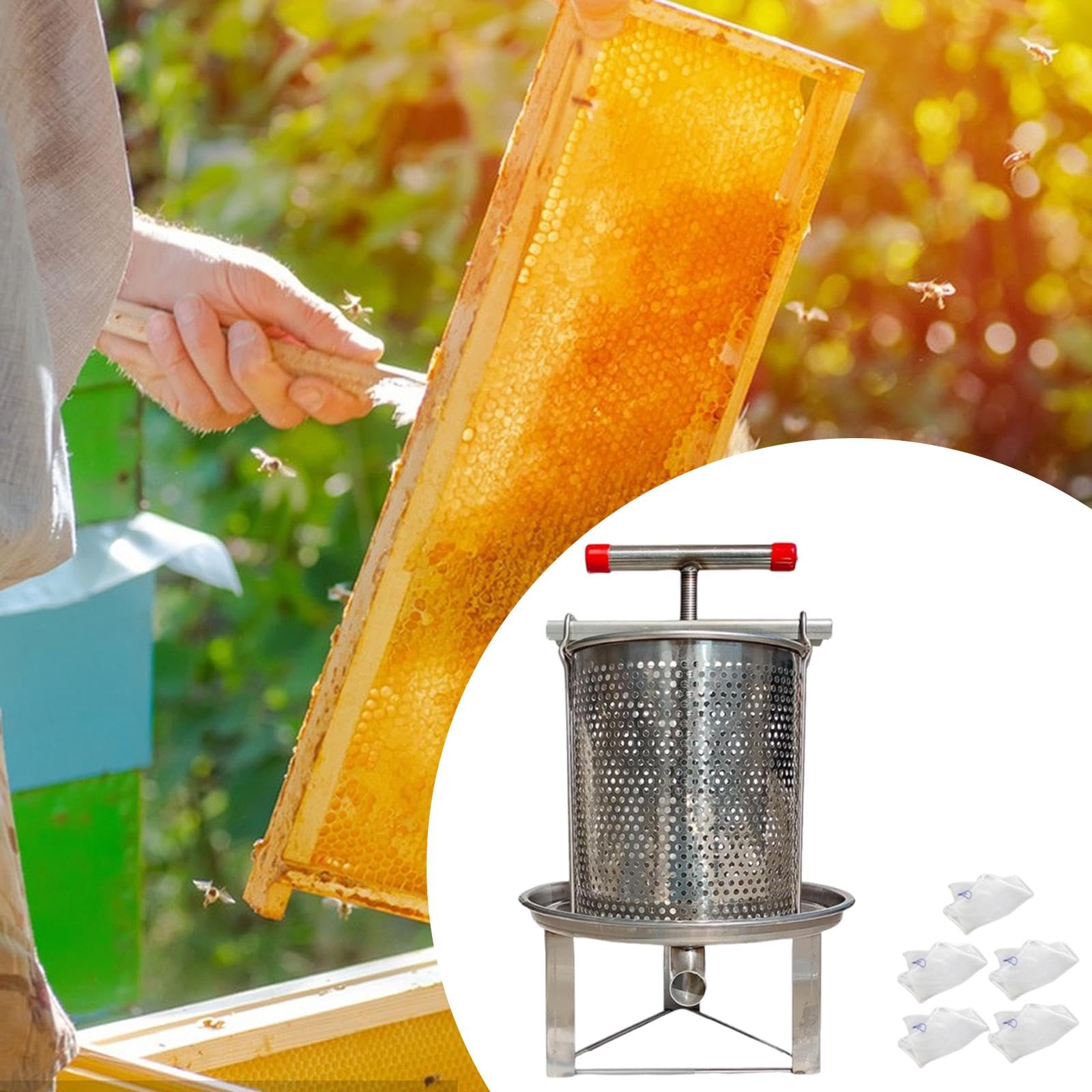 predolo Extractor de Miel y Prensa para Vino, Herramienta Manual para, 5 Mallas de Filtración