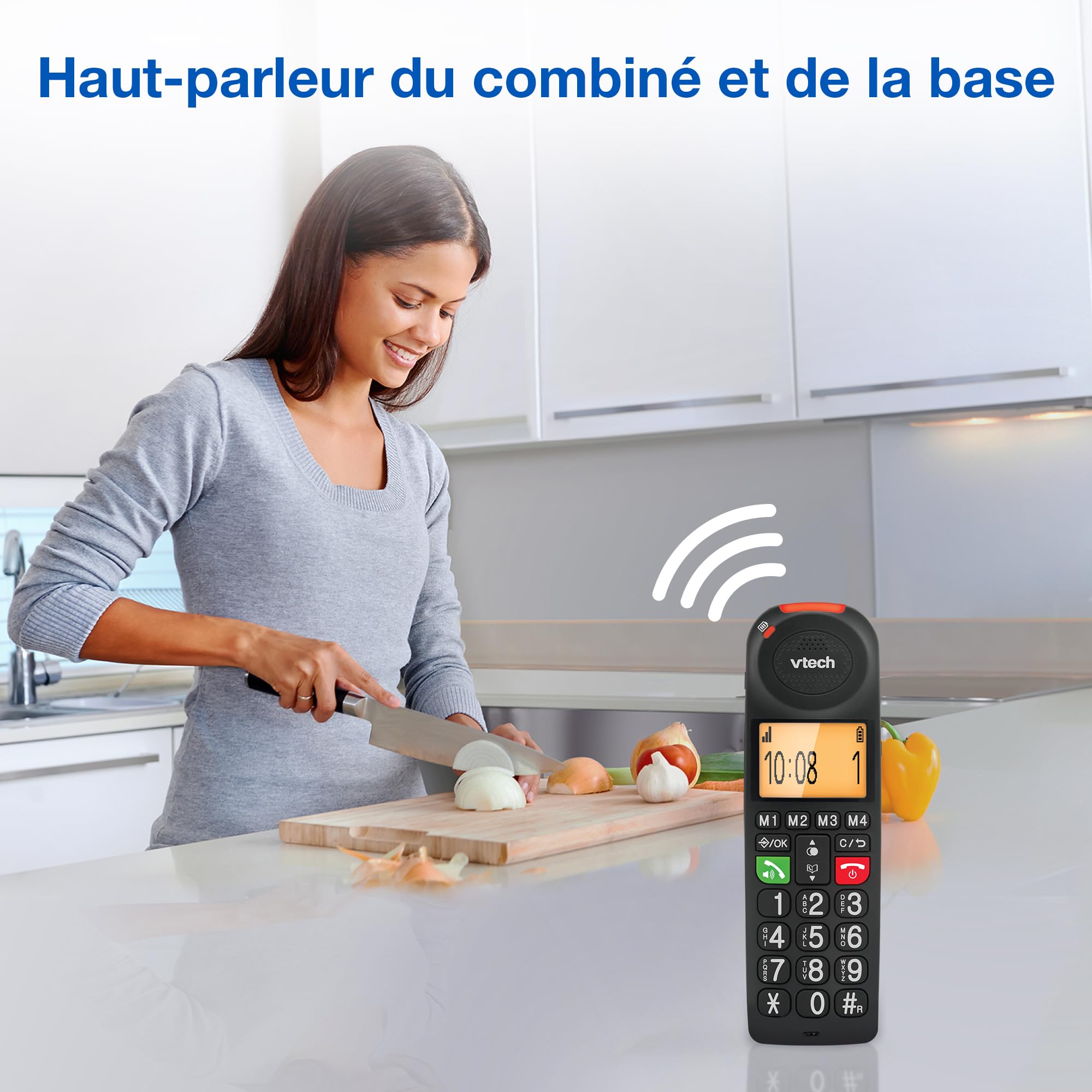 VTech CL6550 téléphone Filaire + téléphone DECT sans Fil,à Grosses Touches,bloqueur d'appels,combiné et Base avec Haut-Parleur,Gros Boutons et Grand écran,Touches de Composition avec Photo