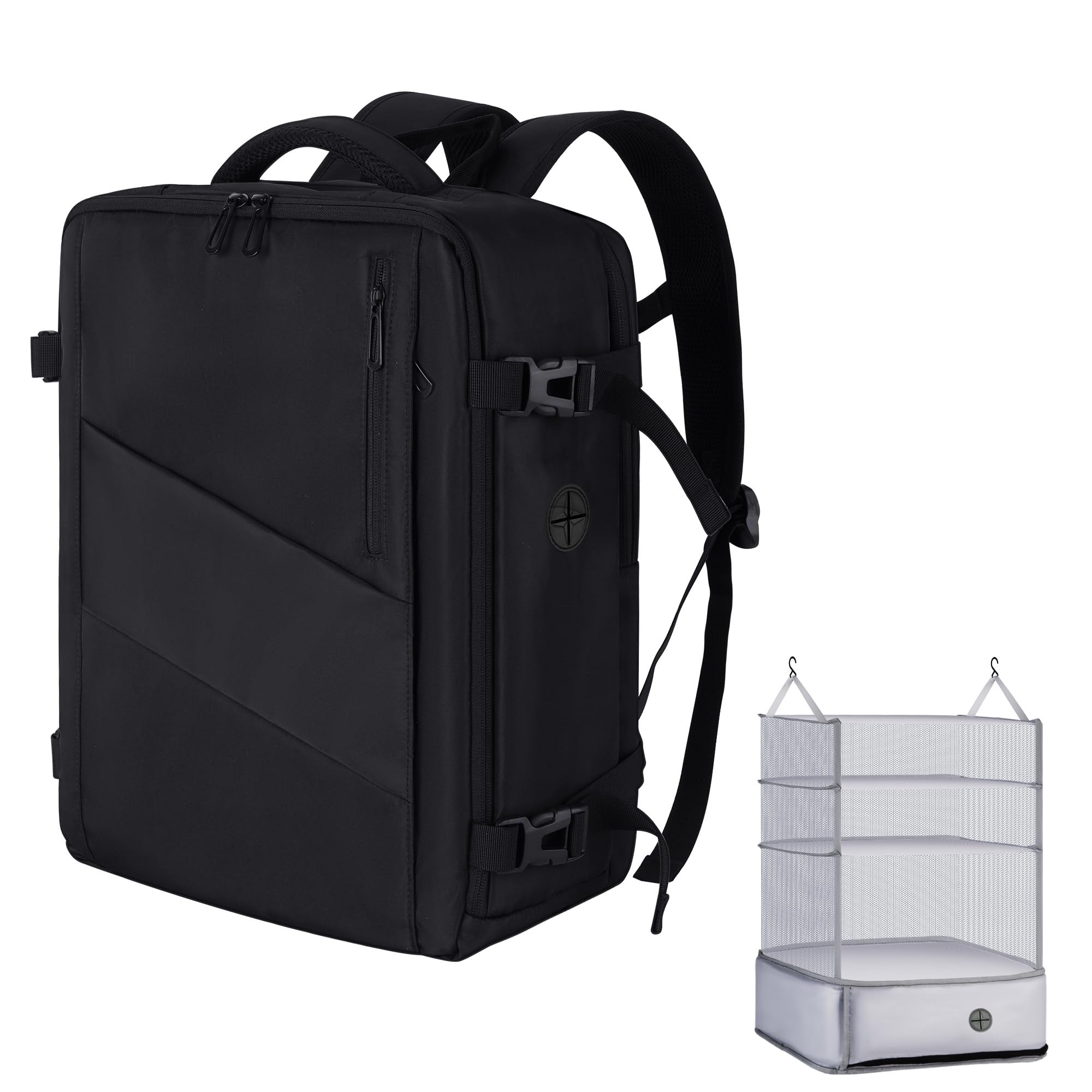 VOESLD Zaino da Viaggio per Ryanair 40x20x25, Organizer Zaino da Viaggio Aereo Bagaglio a Mano da Appendere Borse da Cabina Zaino Porta PC Nero Impermeabile, 20L