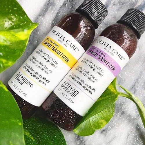 Miniatura 7 de OLIVIA CARE Desinfectante de manos a base de alcohol e infundido con aceites esenciales de lavanda limpiadores, 4 onzas líquidas