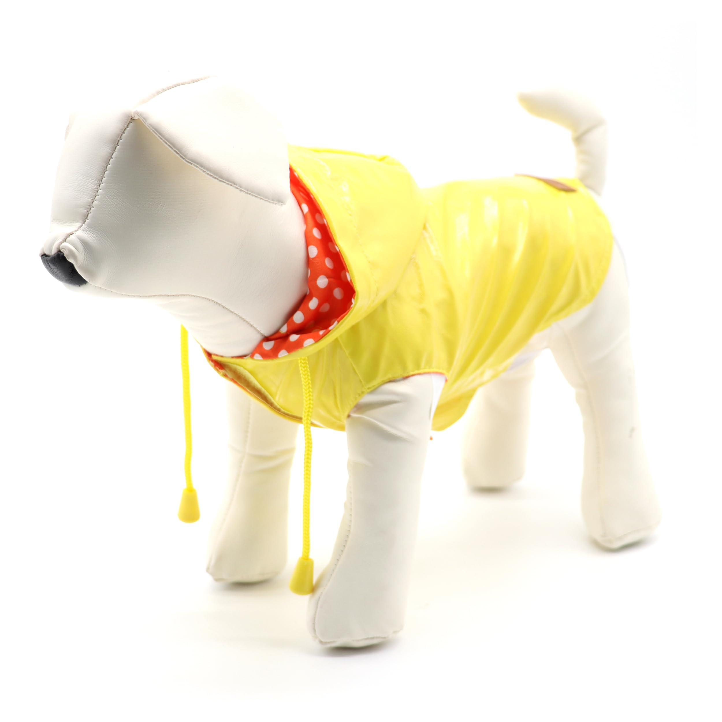 Croci Raindrop Lemon Raincoat for Small Medium Dogs Windproof Coat Hooded Jacket with Leash Hole Yellow Size 40cm - Image 3