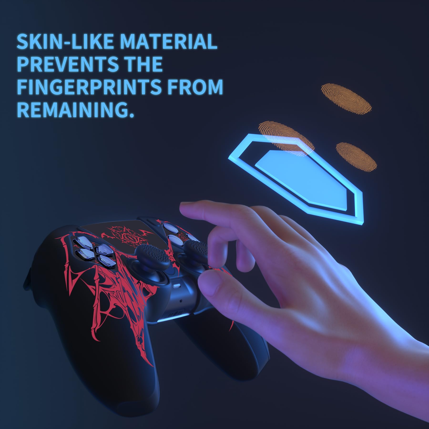 PlayVital Cover Skin per ps5 Controller-Adatto per Base di Ricarica, Custodia Joystick Grip Silicone Case Antiscivolo & 6 Copri Analogici & Adesivi, Accessori per ps5, Sigillo delle Ali Rosso