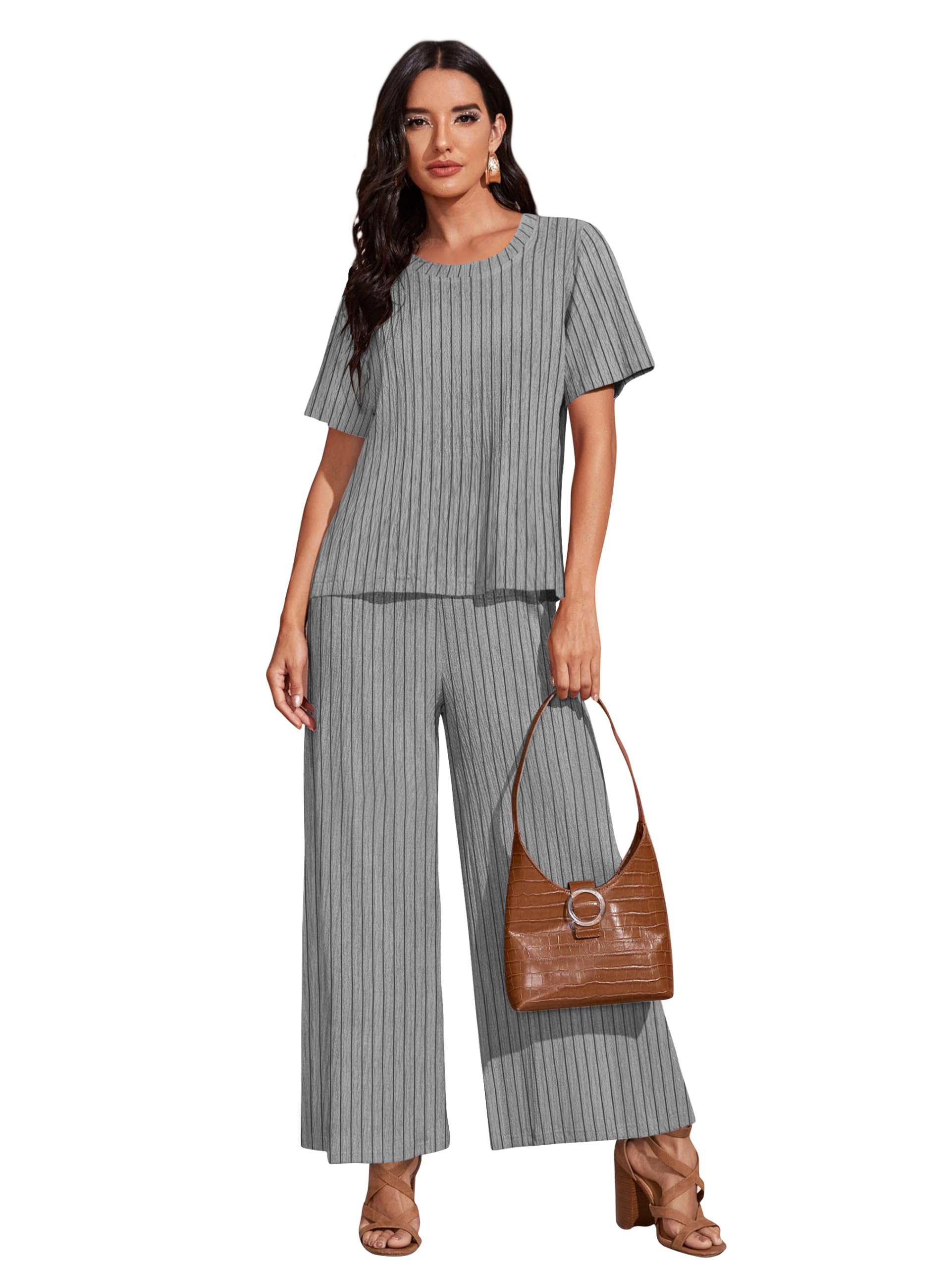 Toochki Pigiama da donna con top e pantaloni, tuta da notte coreana, set leggero con stampa a righe, biancheria da notte morbida e confortevole per ragazze e donne, set coordinato
