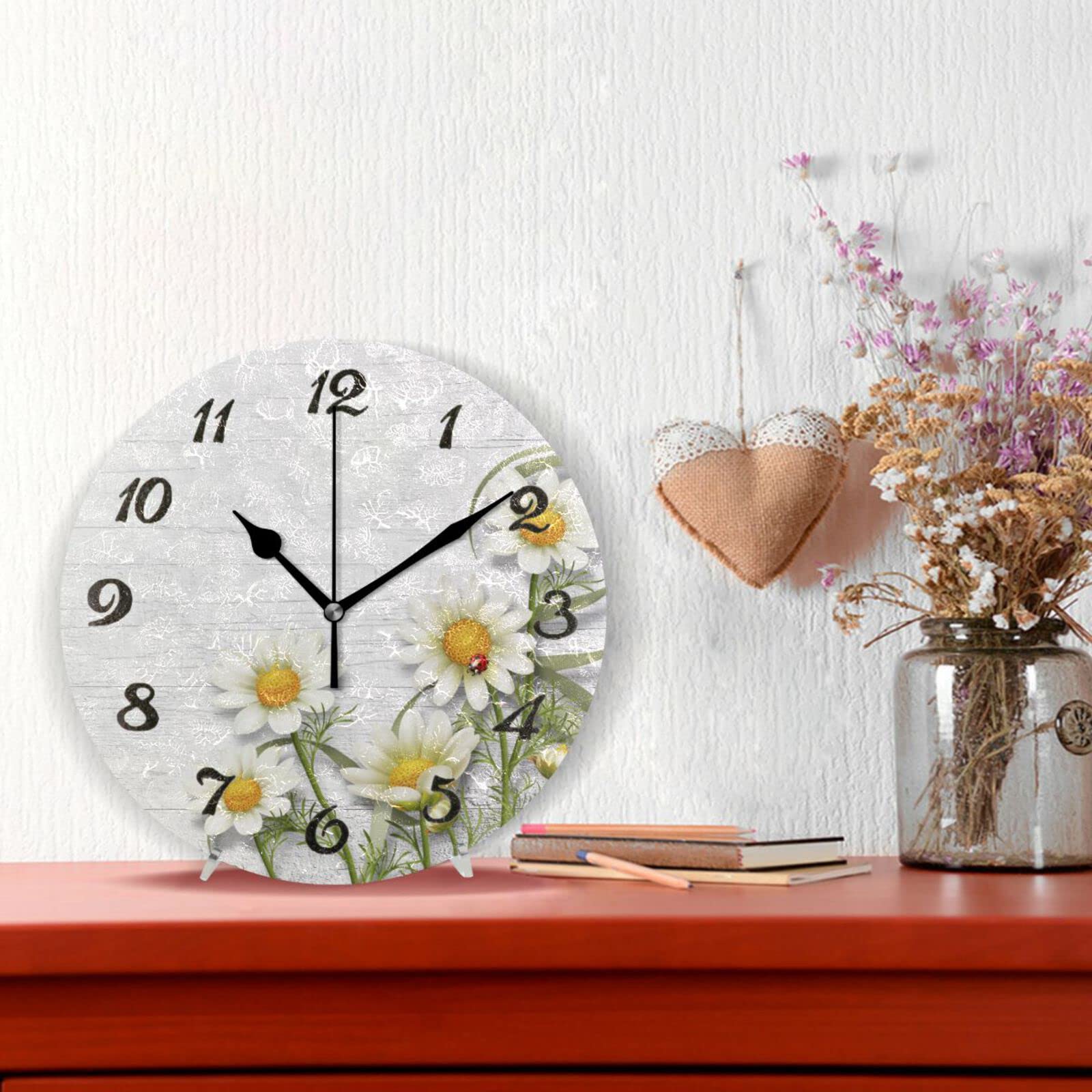 Amazon.com: susiyo Daisy Chamomile Flowers on Wooden Texture Wall