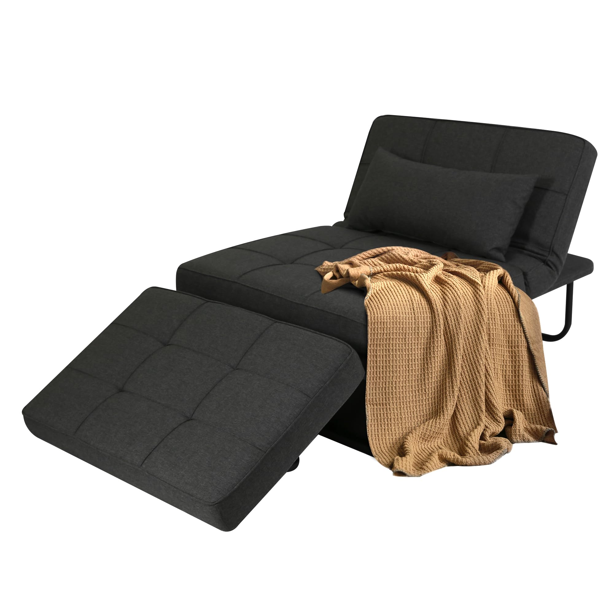 Photo 1 of Ottoman Sofa Folding Sofa Bed?No Installation Required?, 4 in-1 Sleeper Chair Bed Multi-Function Folding Convertible Couch Chair Ottoman Bed for Apartment, Small Space,36” Width(Gray) Dark Grey 36"-Large