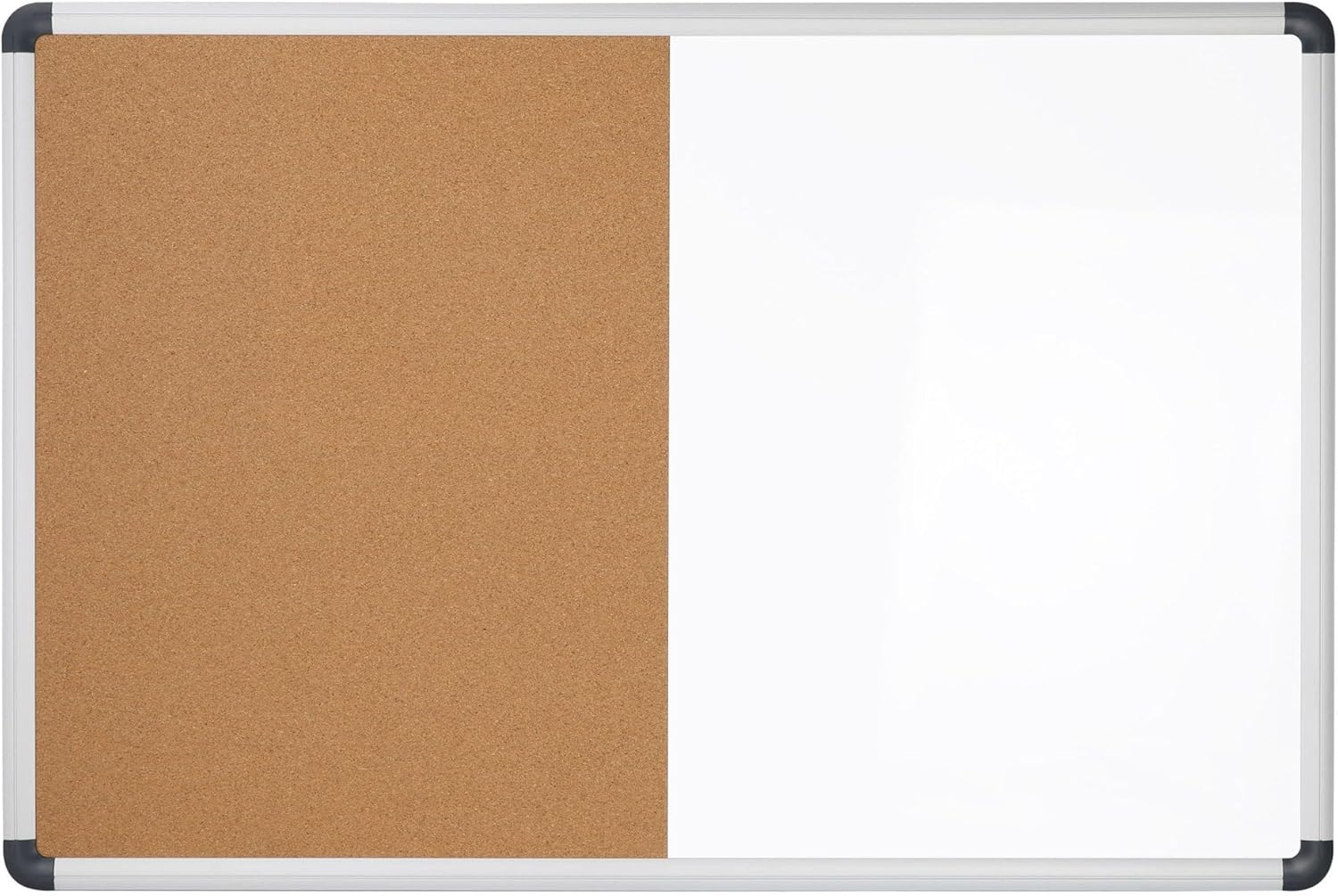 Realspace™ Magnetic Dry-Erase Whiteboard/Cork Bulletin Board, 24" x 36", Silver Aluminum Frame